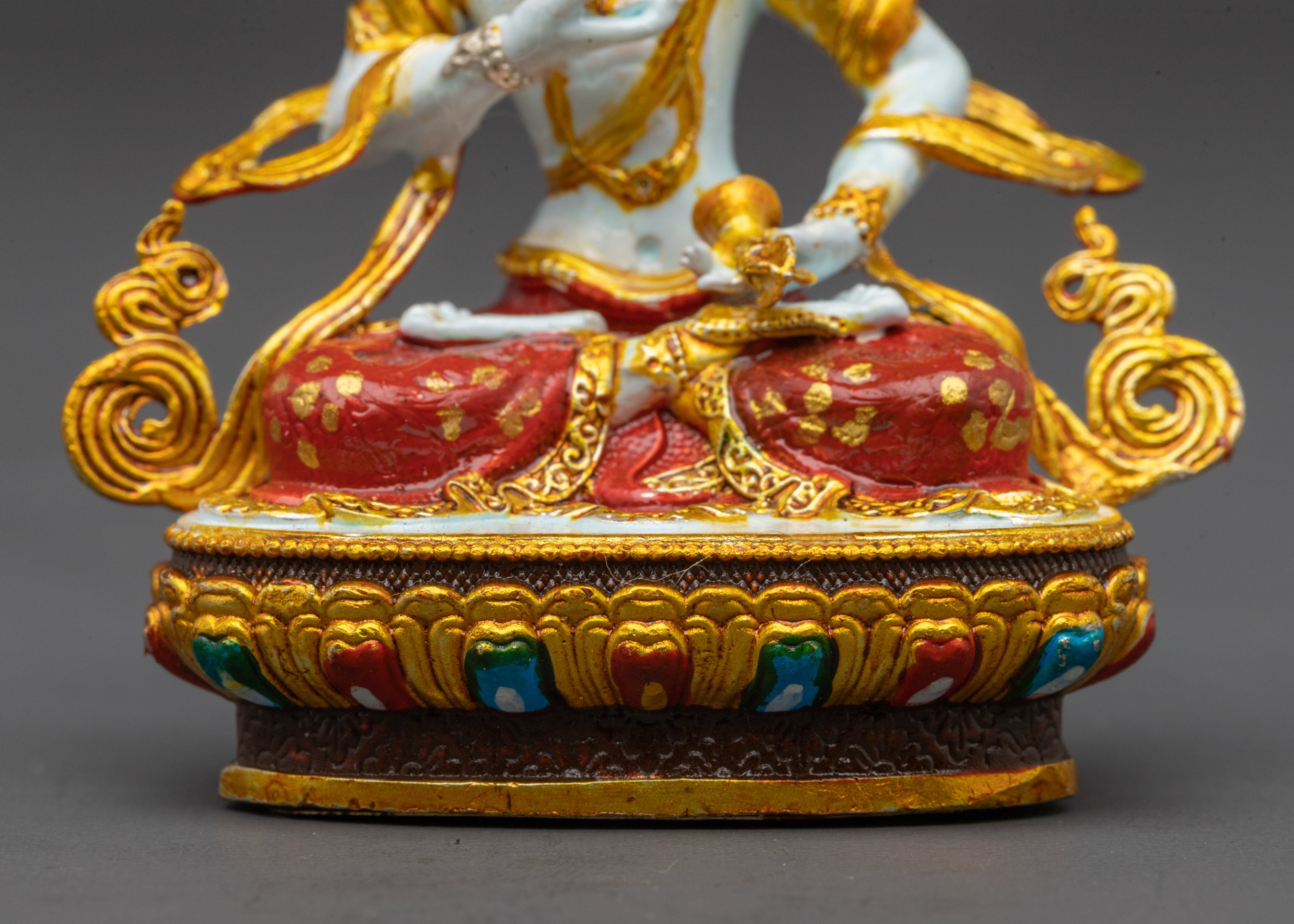 Vajrasattva Holding Upright Vajra | 2.8 Inches Gold Electroplated Copper Mini Statue