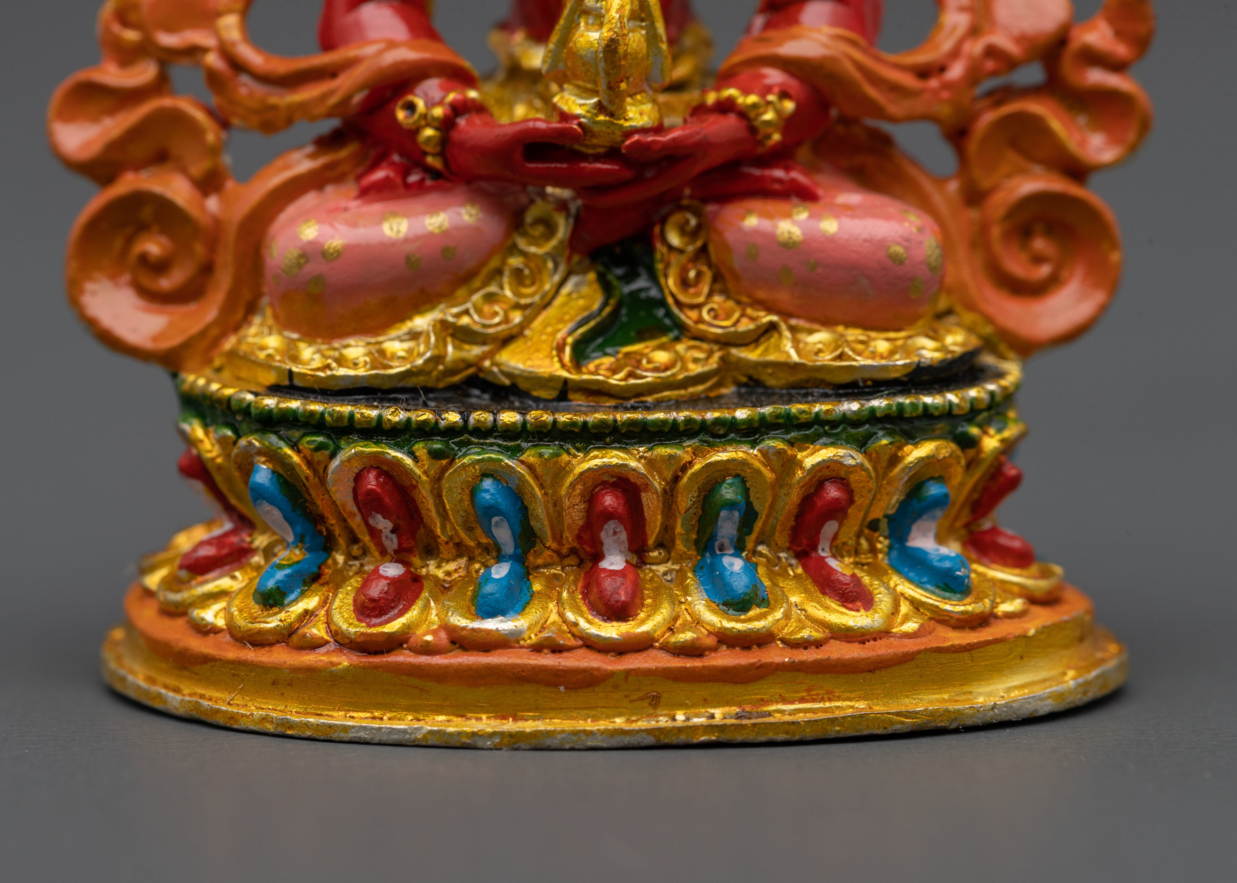 Tibetan Amitayus on Double Petal Lotus | Gold Electroplated Figurine