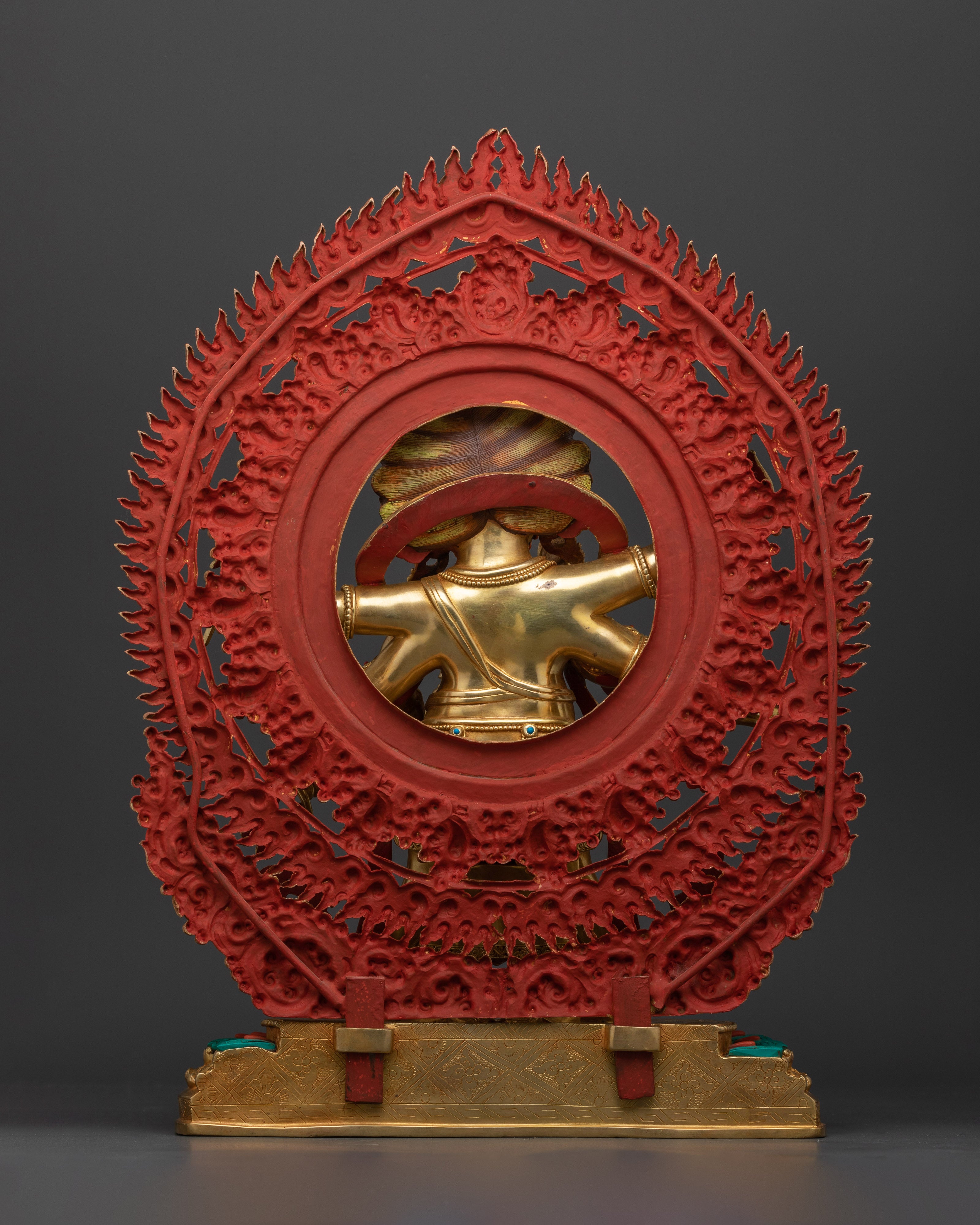 Fierce Protector White Mahakala Statue | 24K Gold Gilded Sculpture