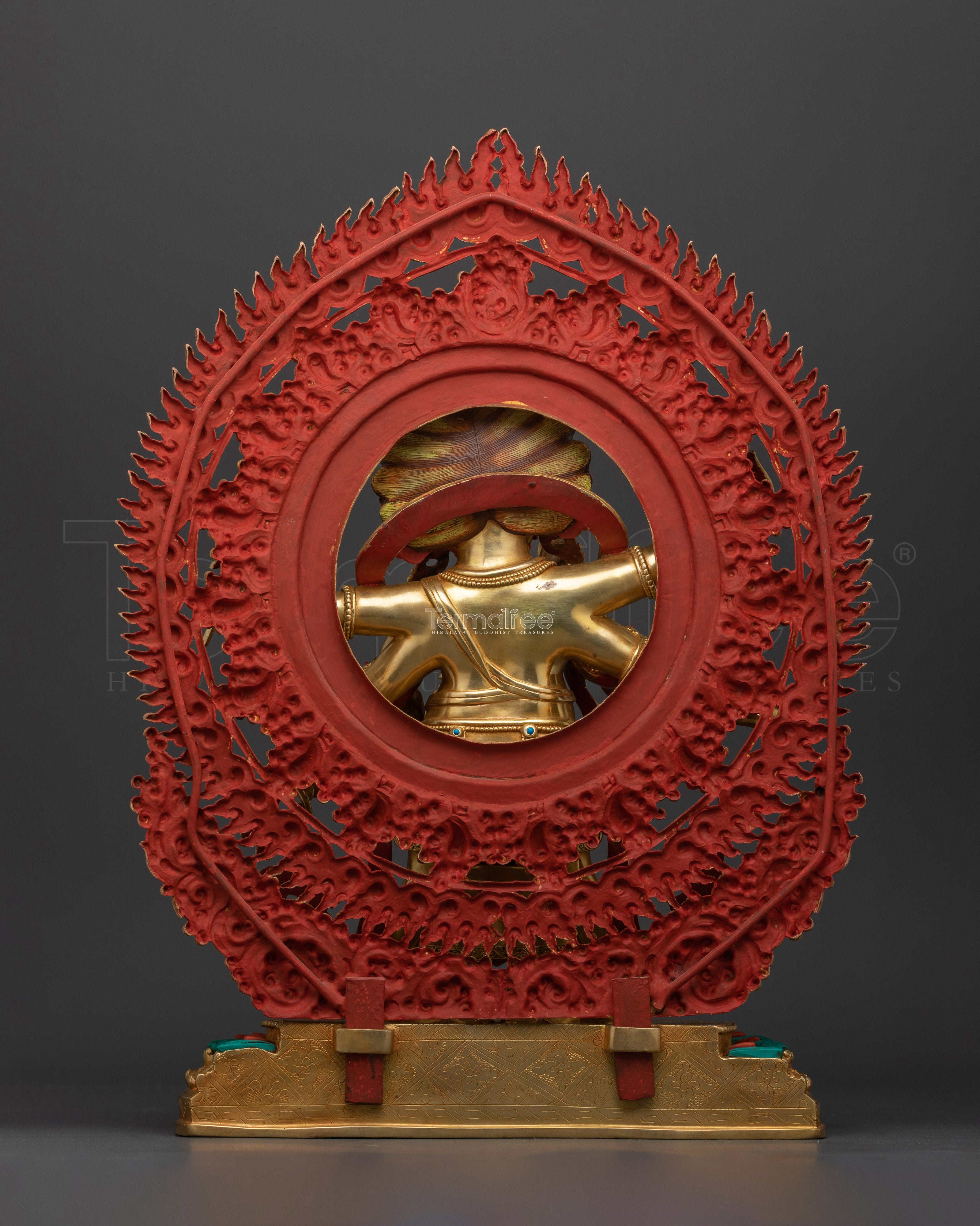 Fierce Protector White Mahakala Statue | 24K Gold Gilded Sculpture
