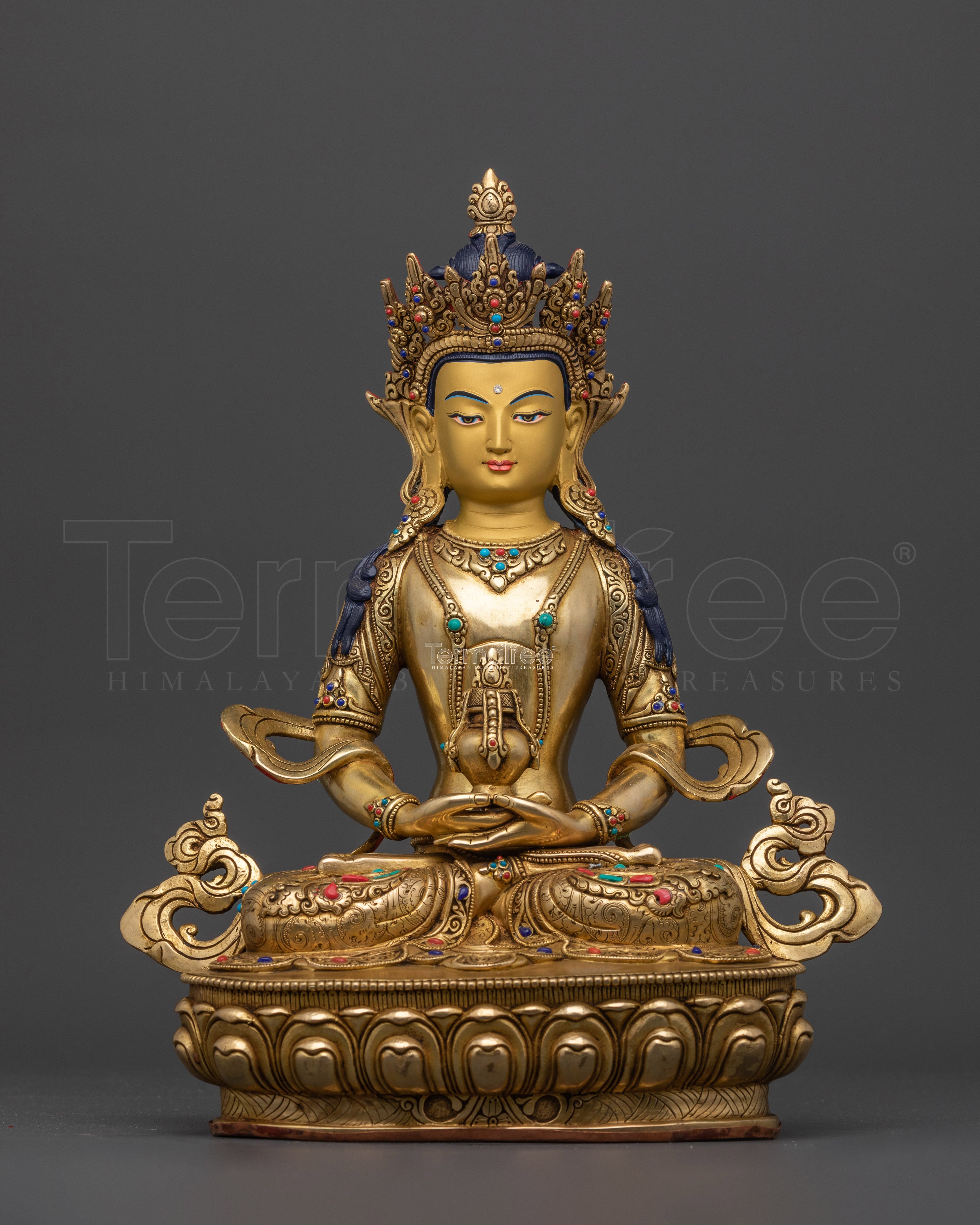 Buddha of Infinite Life and Longevity | Amitayus 24k Gold Statue