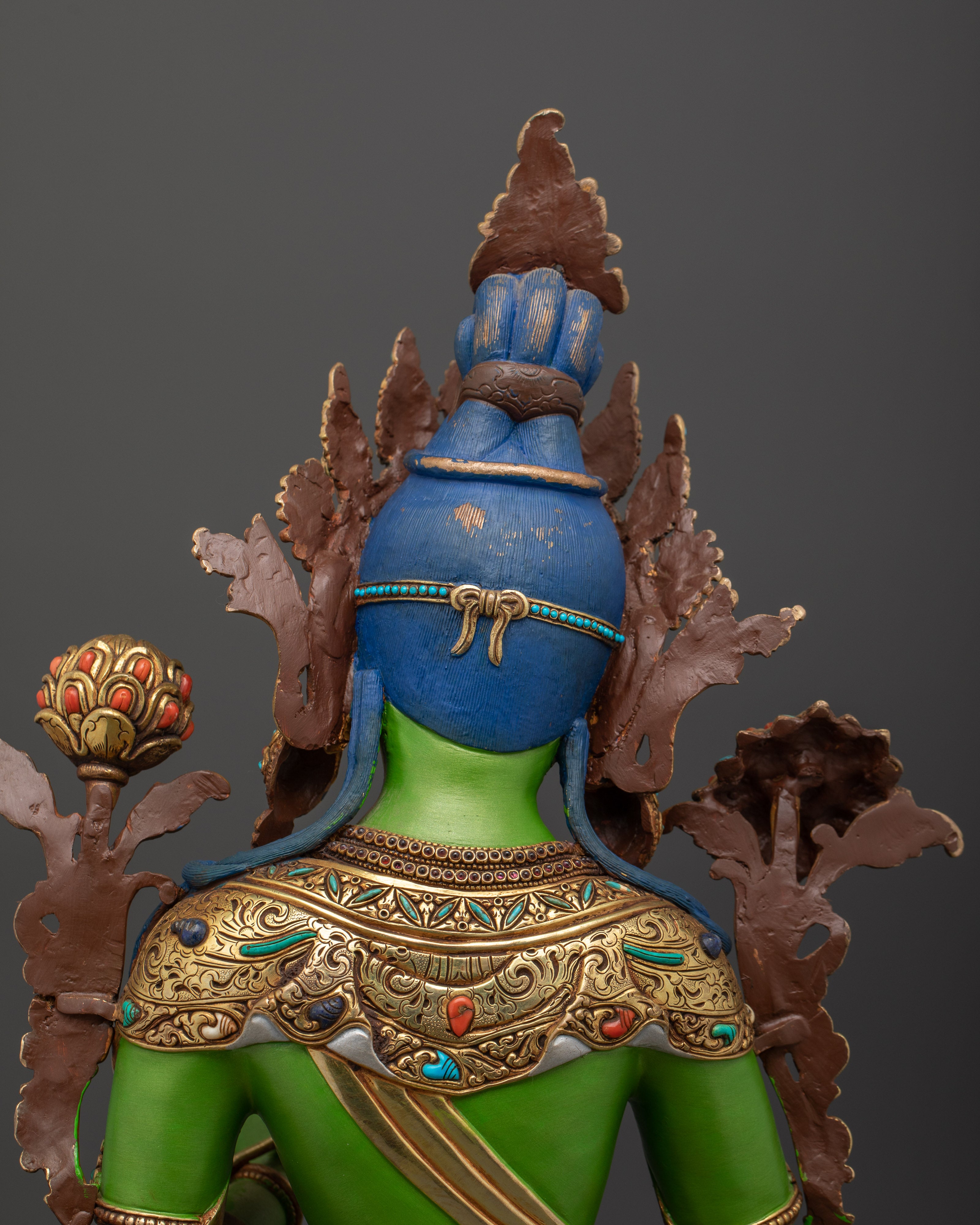 The Compassionate Savior Sculpture | Beautifully Painted Green Tara Statue
