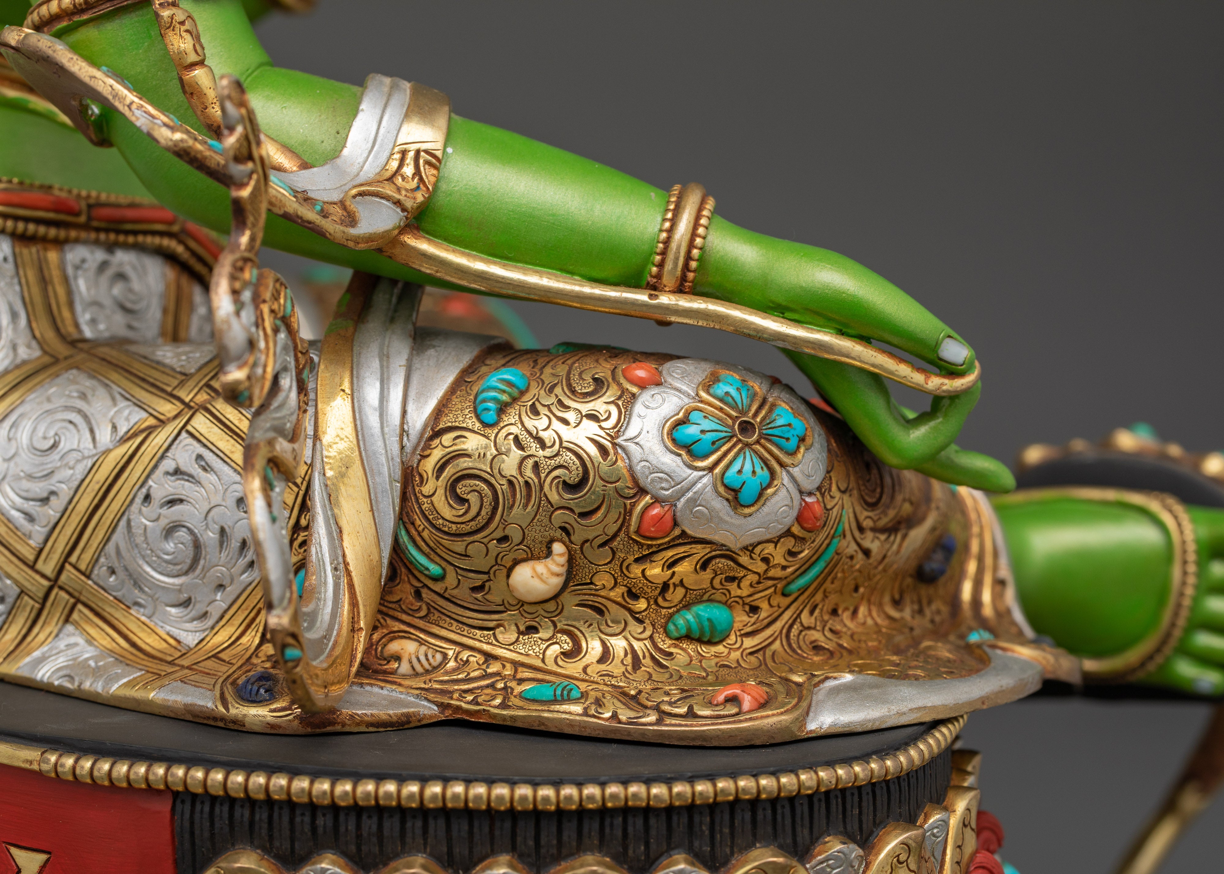 The Compassionate Savior Sculpture | Beautifully Painted Green Tara Statue