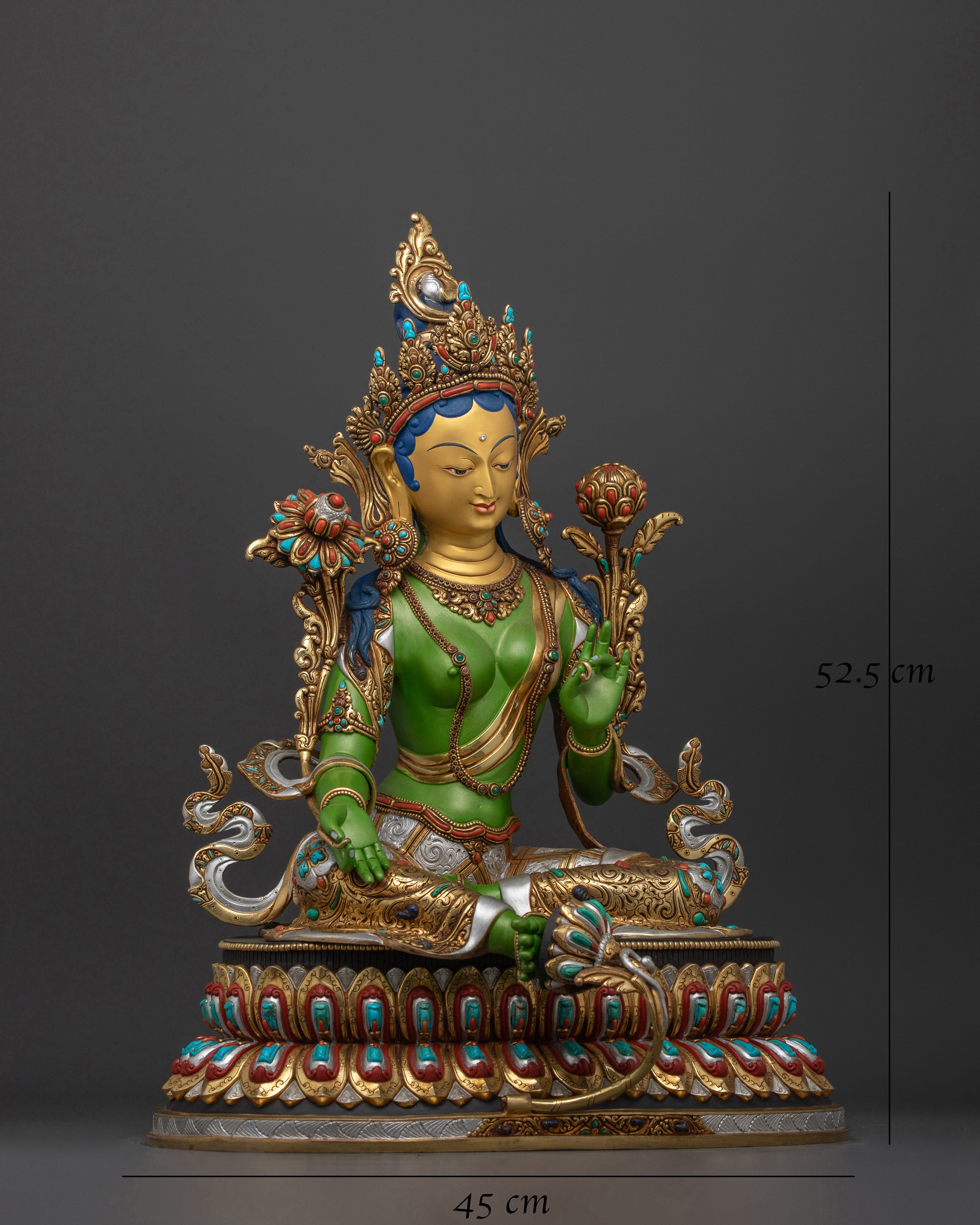 The Compassionate Savior Sculpture | Beautifully Painted Green Tara Statue