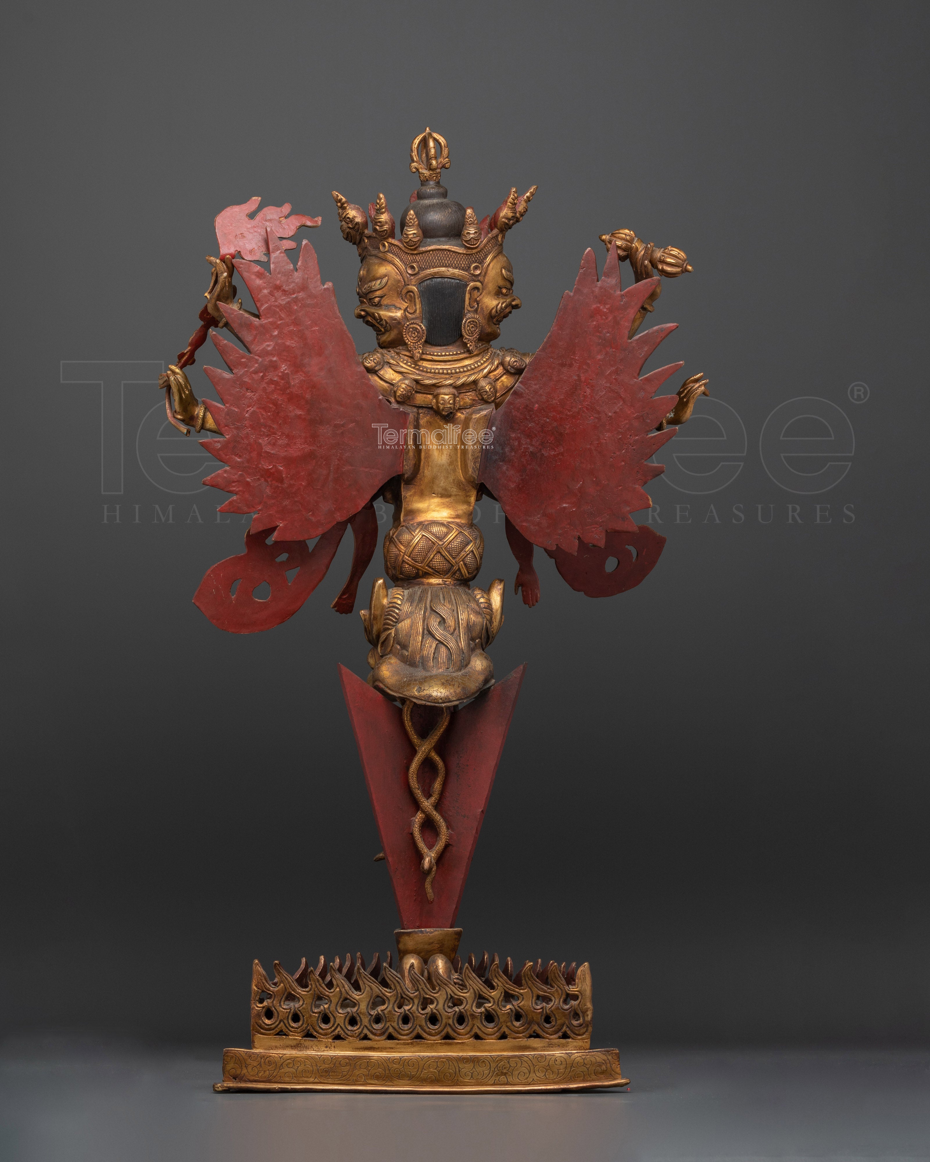Antique Finished Vajrakilaya Yidam | Traditional 24K Gold Gilded Sculpture