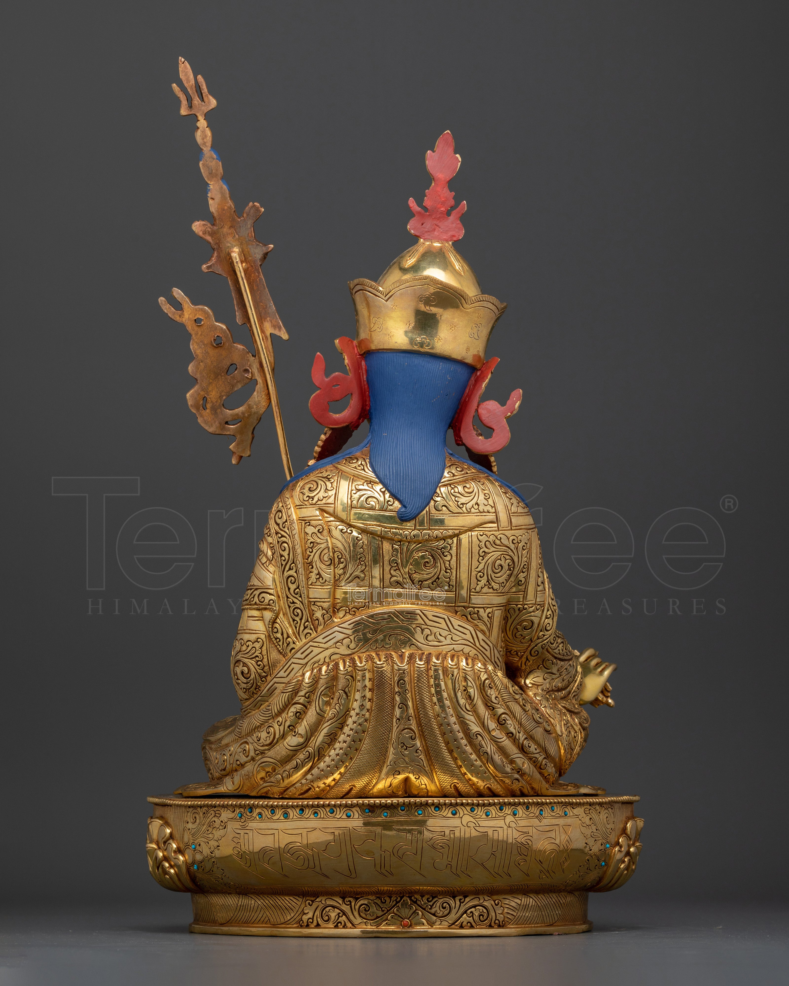 Semi-Wrathful Guru Rinpoche Statue | Tibetan Deity with Gemstones