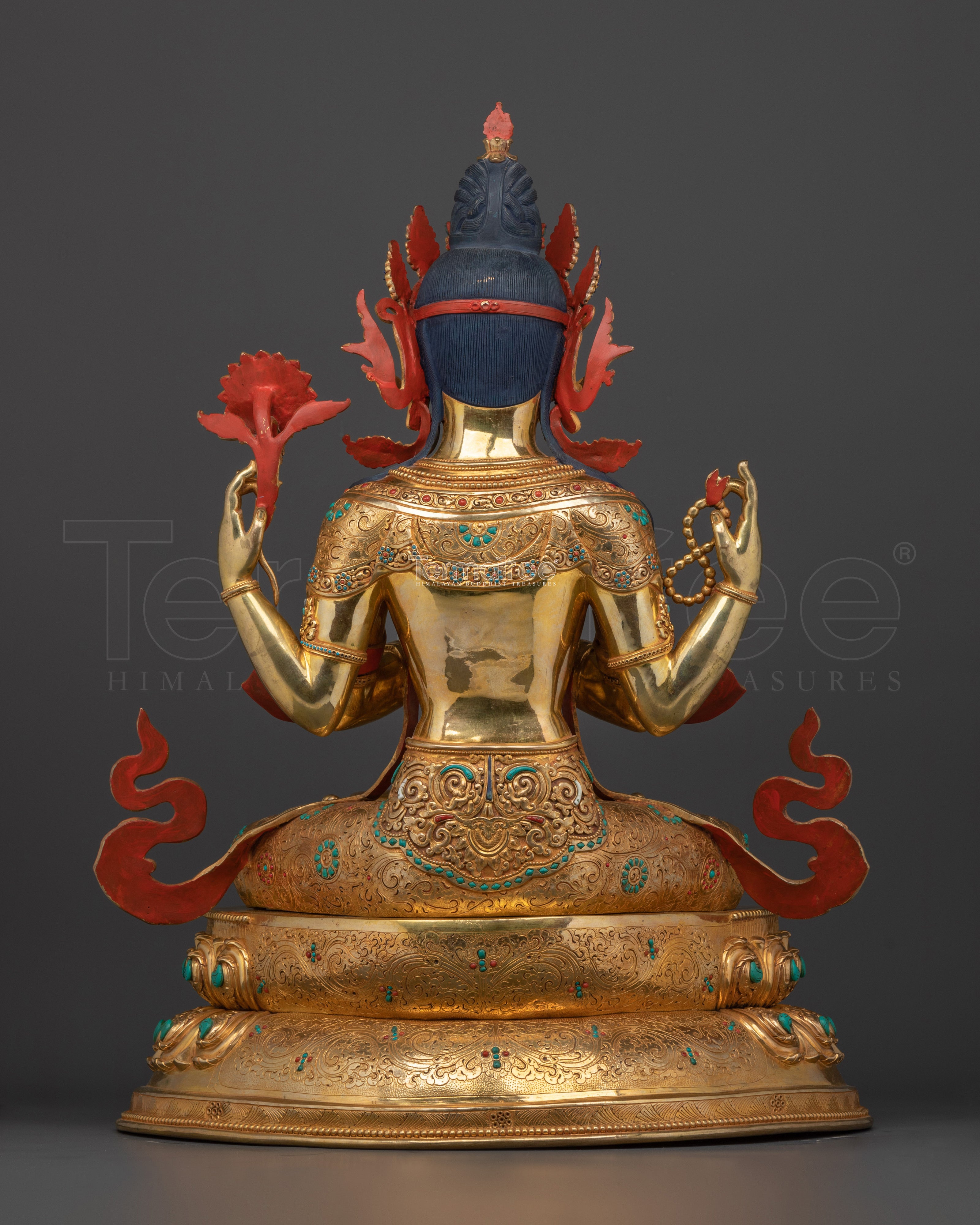 Holy Buddha Chenrezig | 24K Gold Gilded Copper Statue