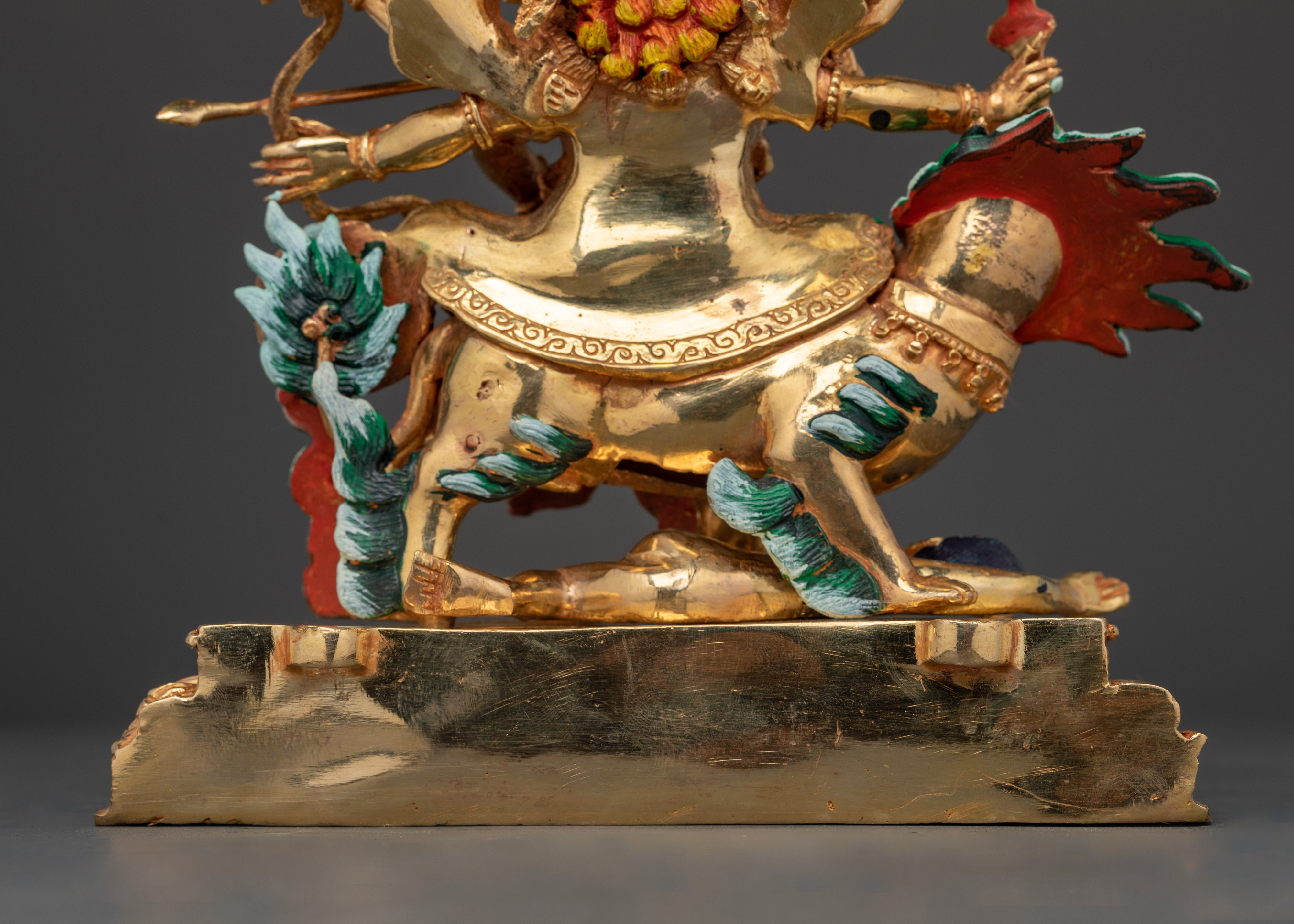24K Gold Gilded Pehar Gyalpo Figurine | Tibetan Protector