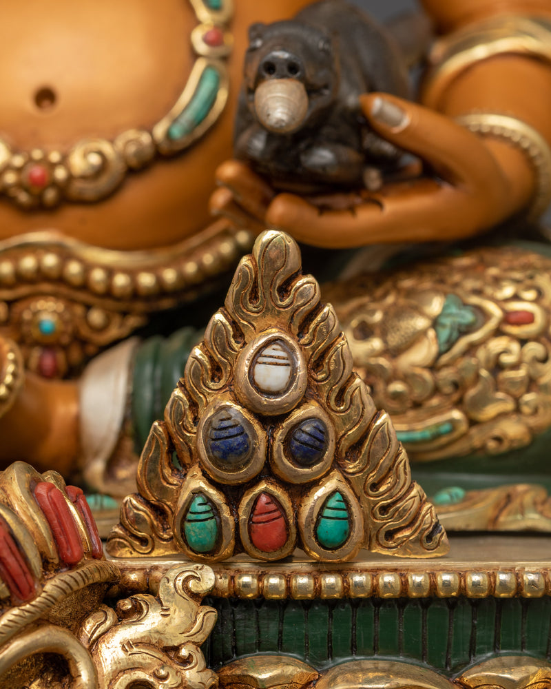 Yellow Dzambhala Statue for Shrine | 24K Gold Gilded Wealth Deity