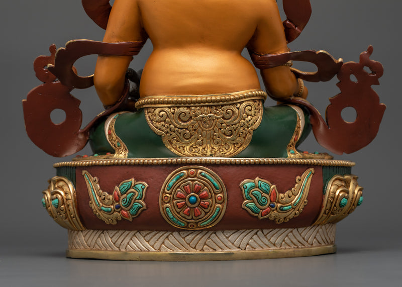 Yellow Dzambhala Statue for Shrine | 24K Gold Gilded Wealth Deity
