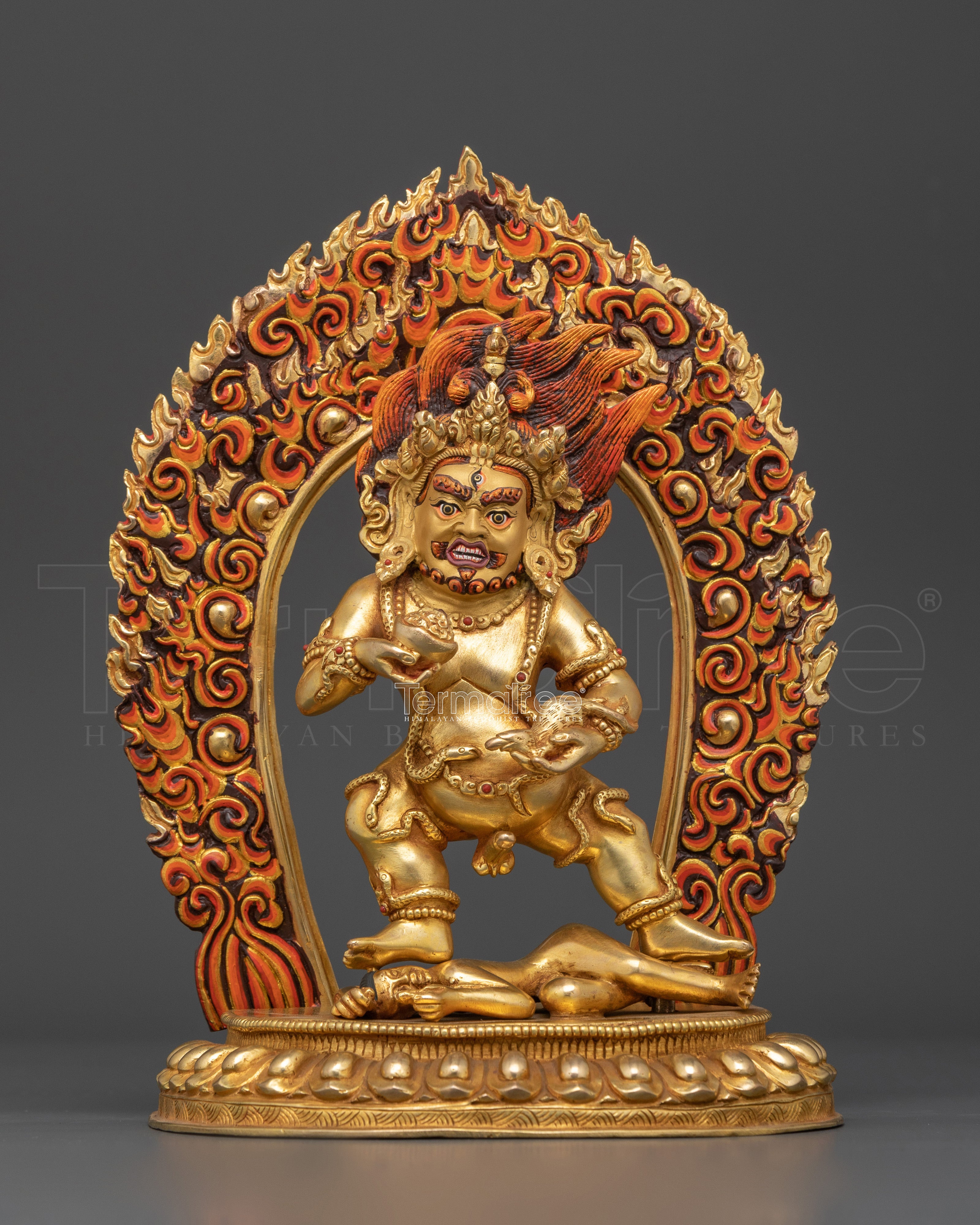 Traditional Black Dzambhala Statue | Wealth and Prosperity Deity