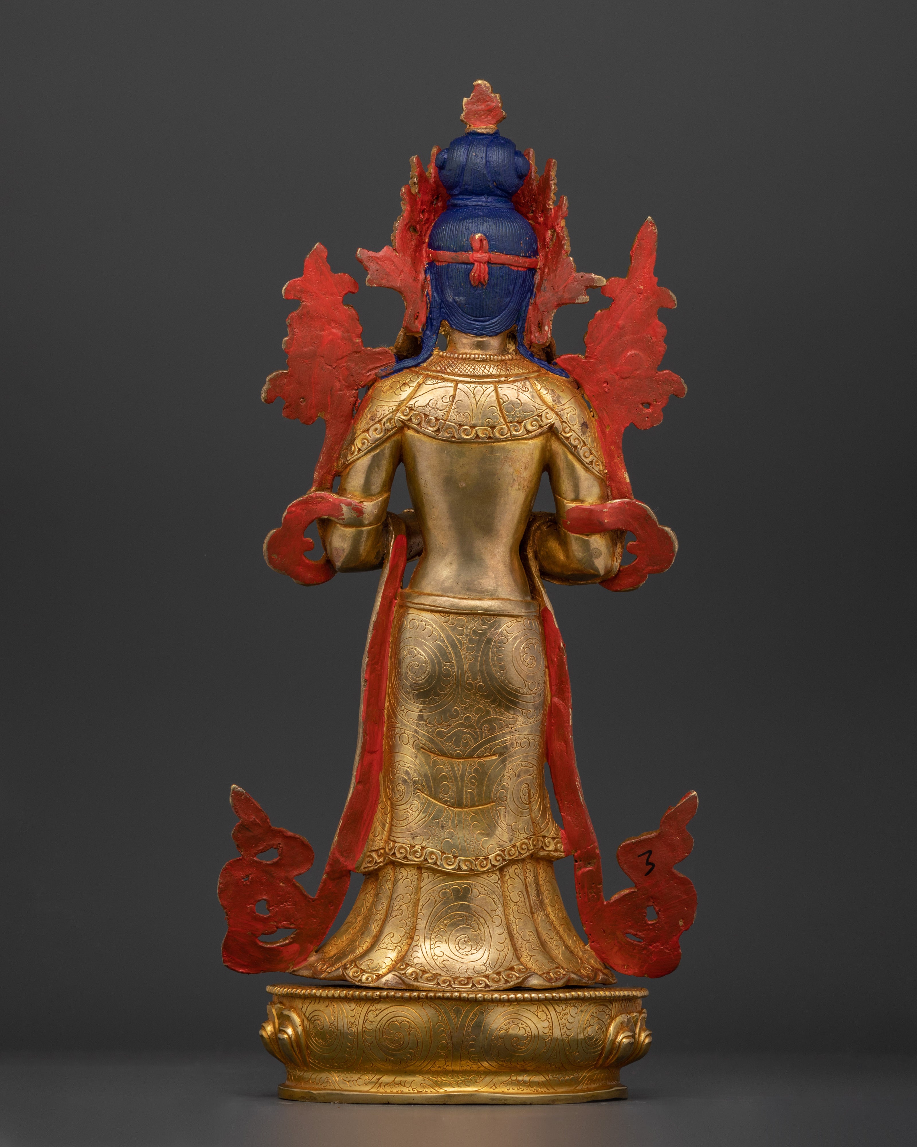 Hand-Carved 4 Standing Bodhisattva Set | 24K Gold Gilded Tibetan Sculpture