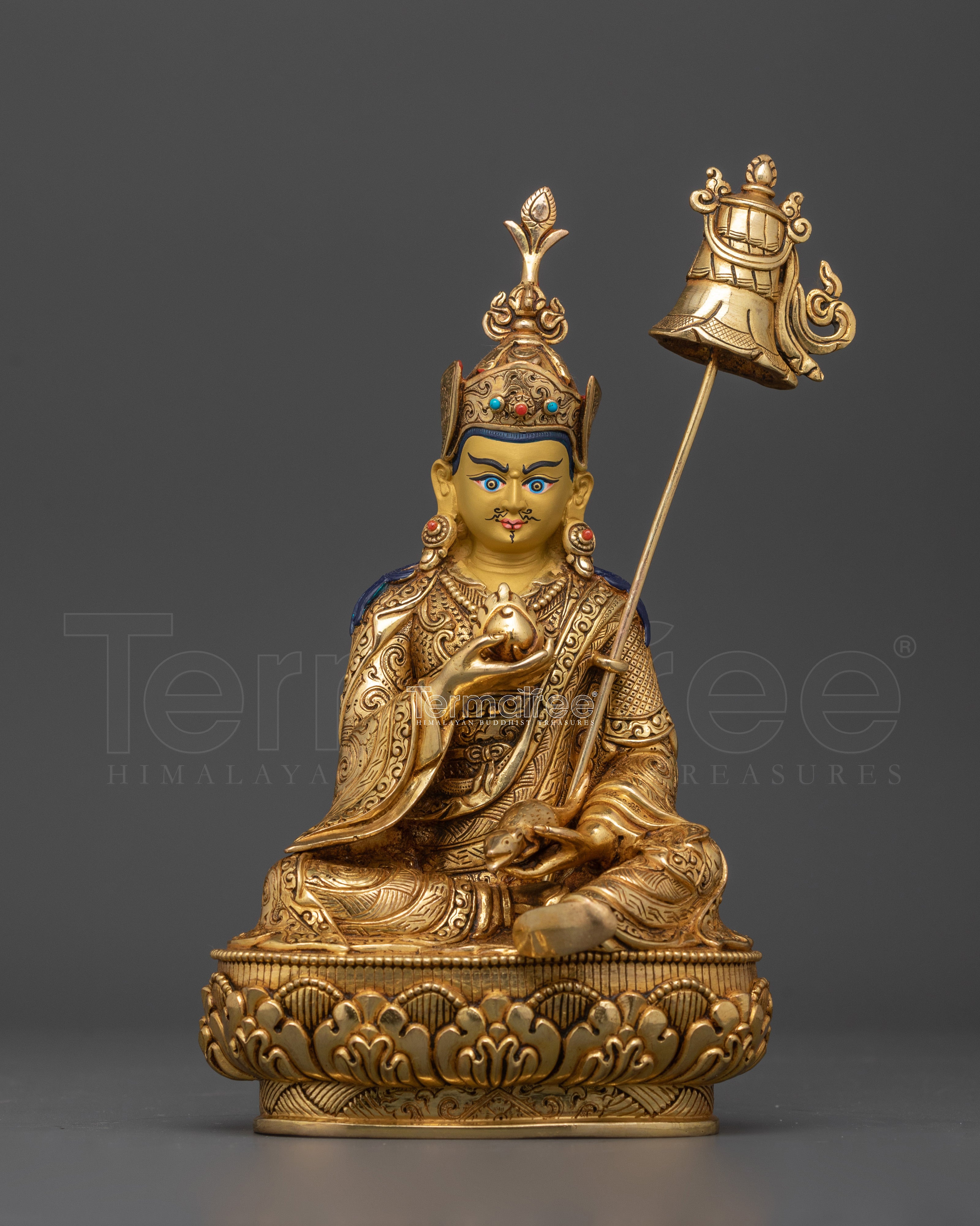 Guru Norla Lama Statue | Sacred Gold Gilded Spiritual Art