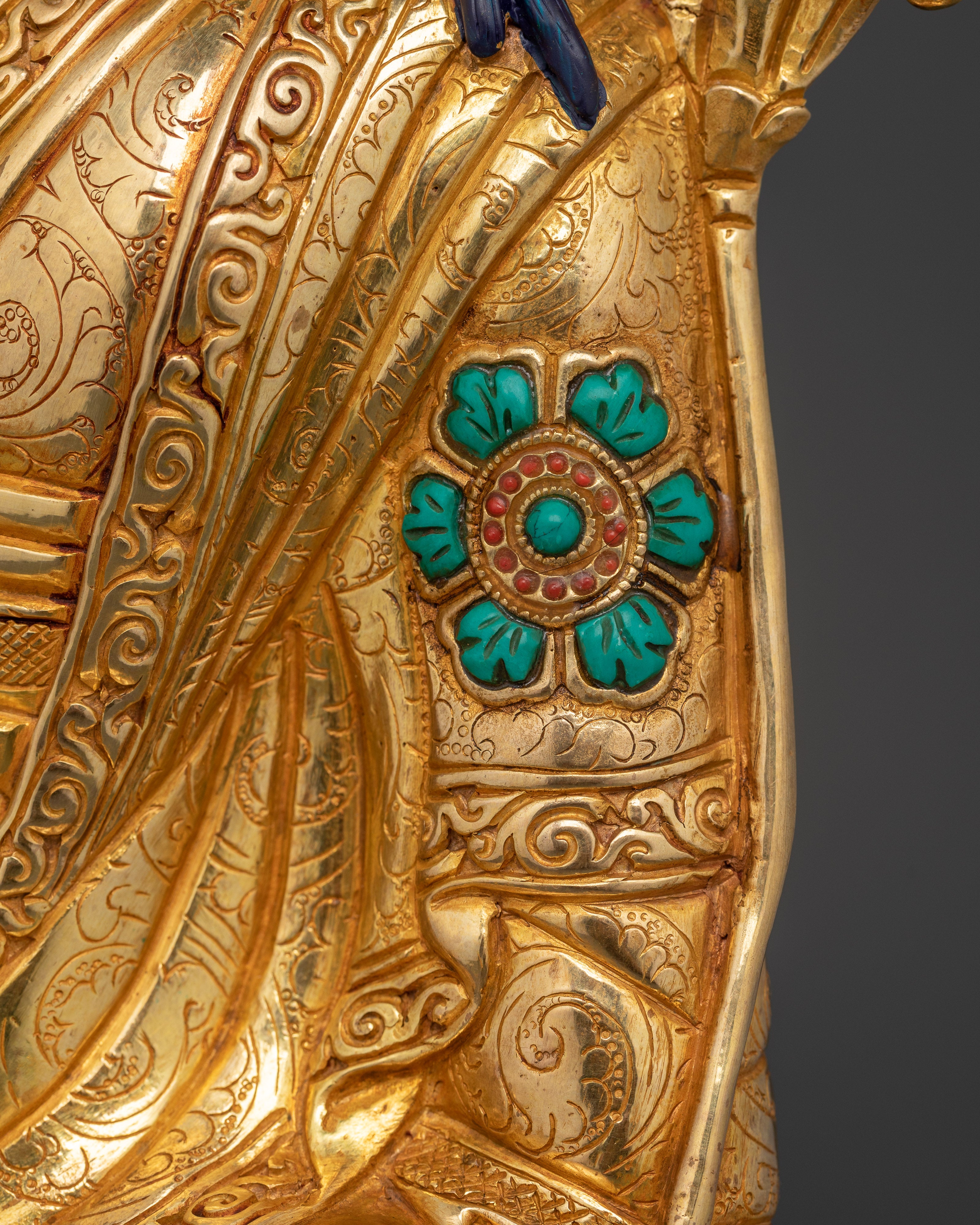 Yeshe Lama Jigme Lingpa Statue | 24K Gold Gilded Copper Sculpture