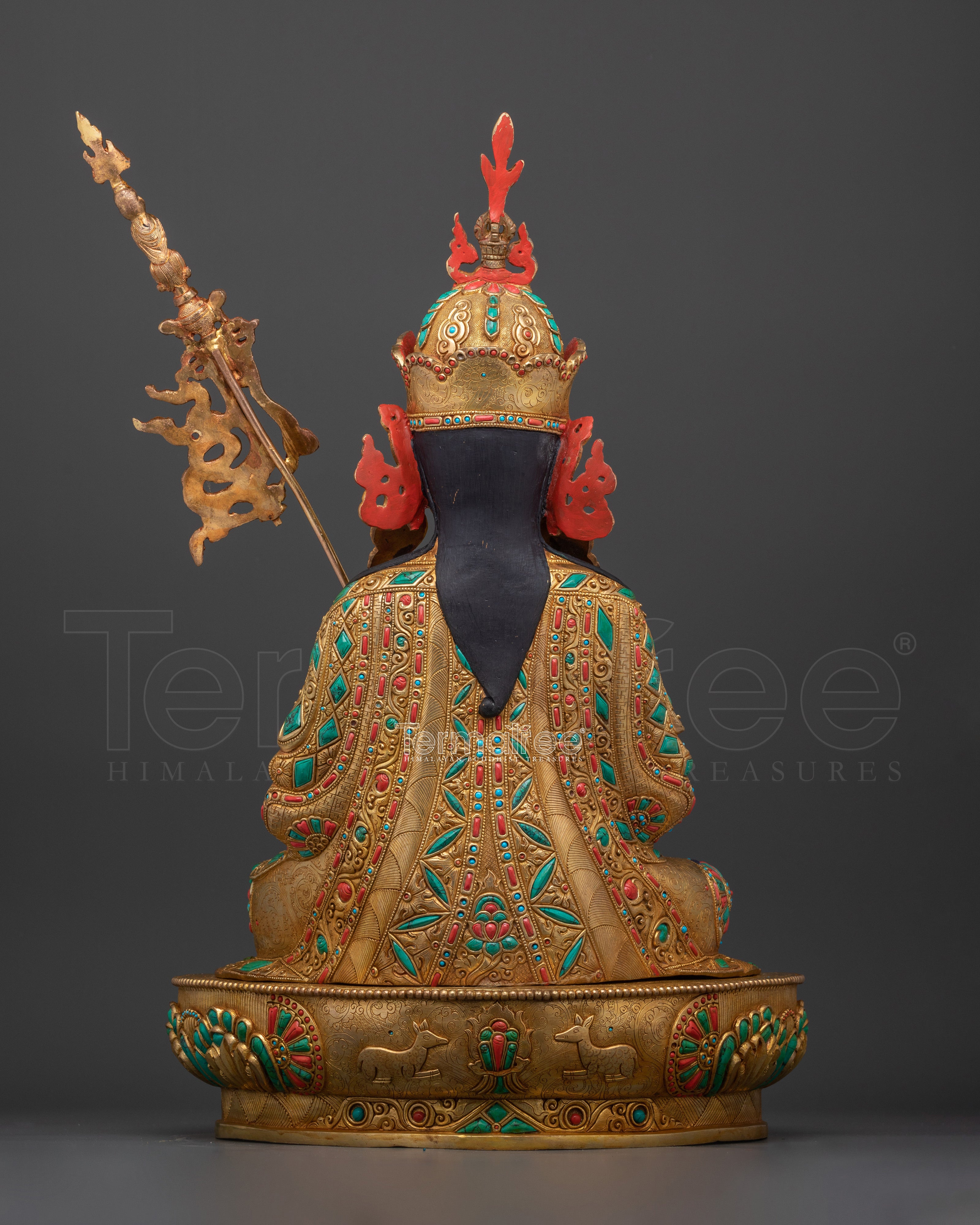 Buddha Guru Rinpoche Figurine | 24K Gold Gilded Tibetan Decor