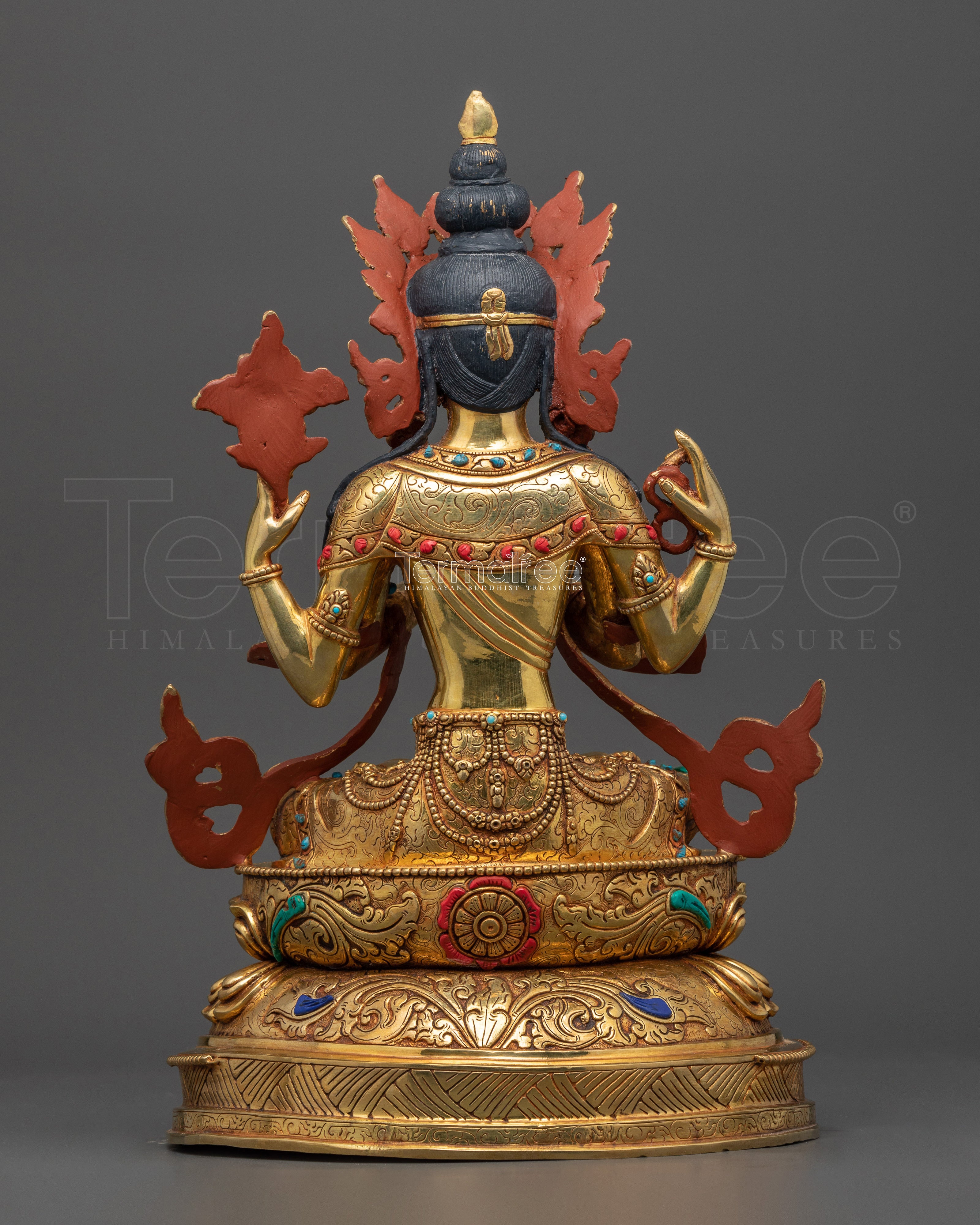 Figurine of Chenrezig Buddha | 24K Gold Gilded Statue