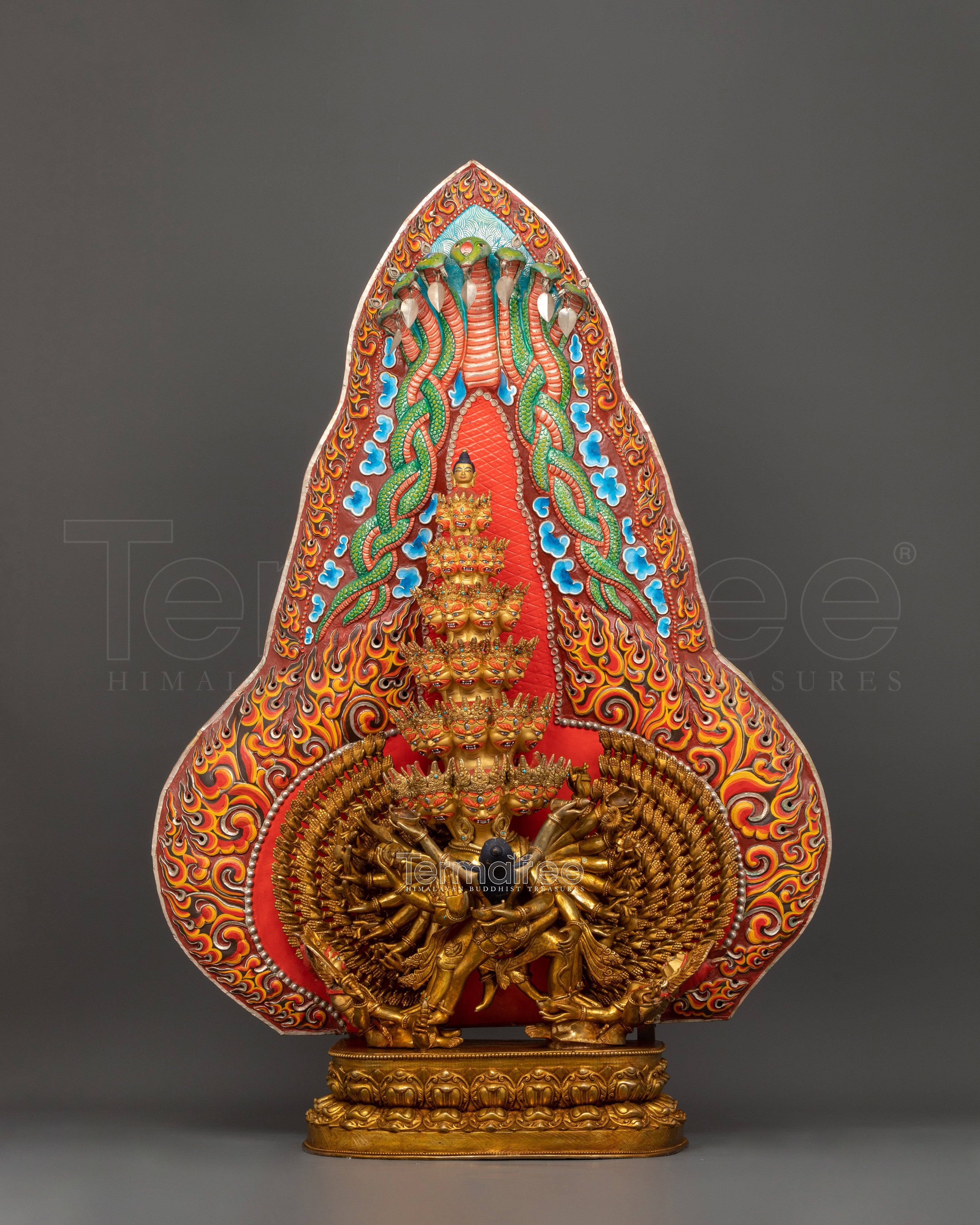 Spiritual Vishvarupa Statue | 24K Gold Gilded Copper Sculpture