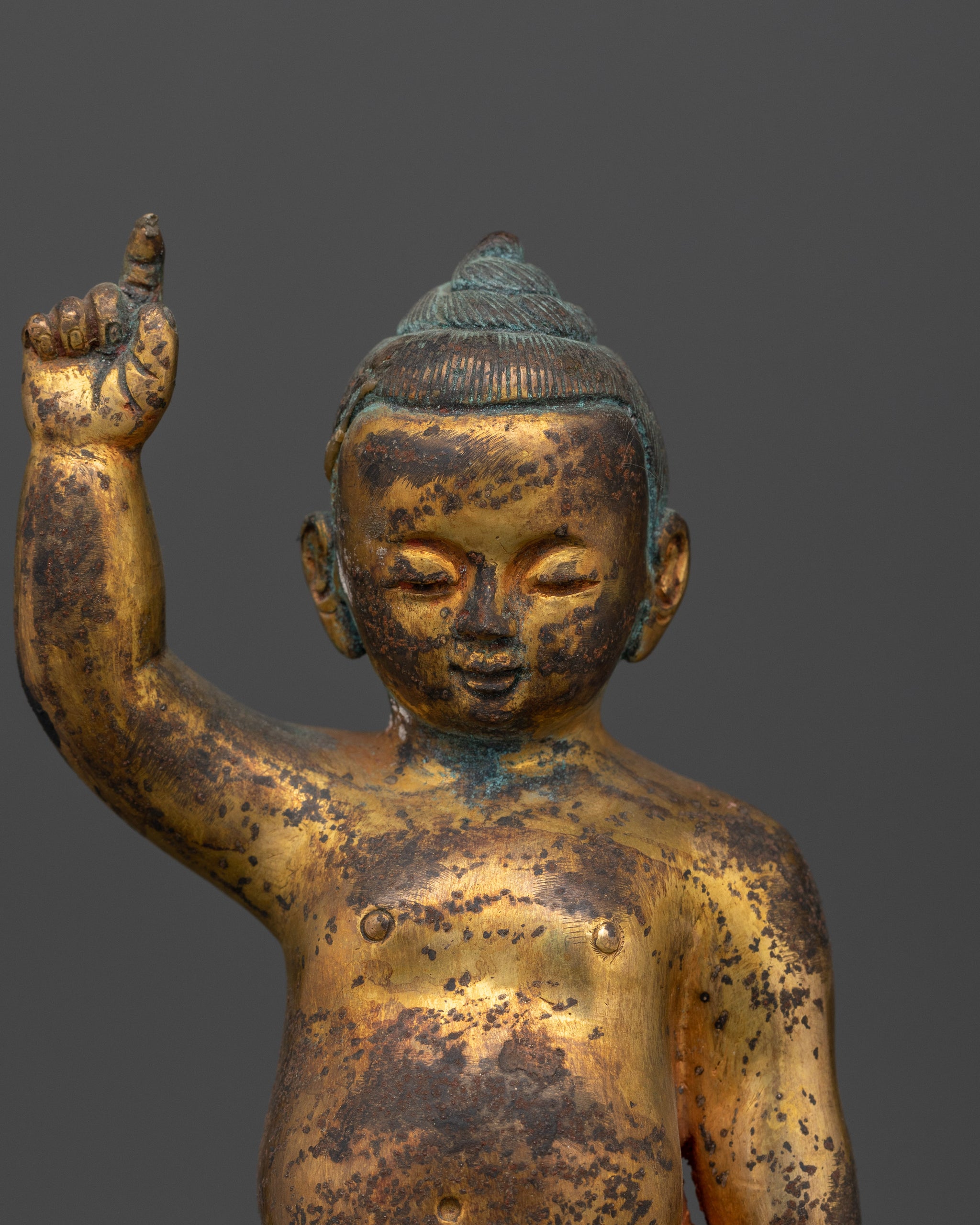 Buda Rupa Infant Shakyamuni Buddha Rupa | 24K Gold Gilded with Antique Finish