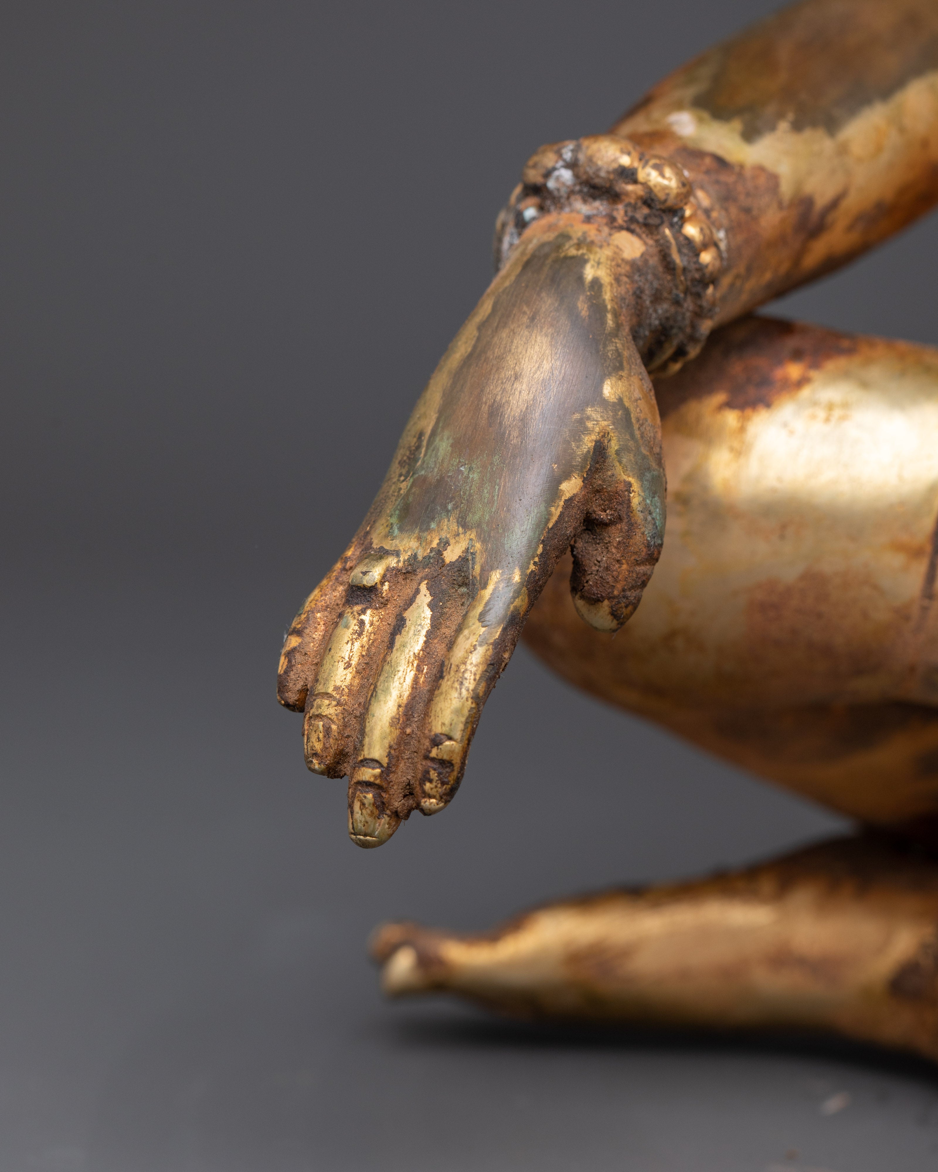 Heaven Lord Indra Statue | 24K Gold Gilded Copper with Antique Finish