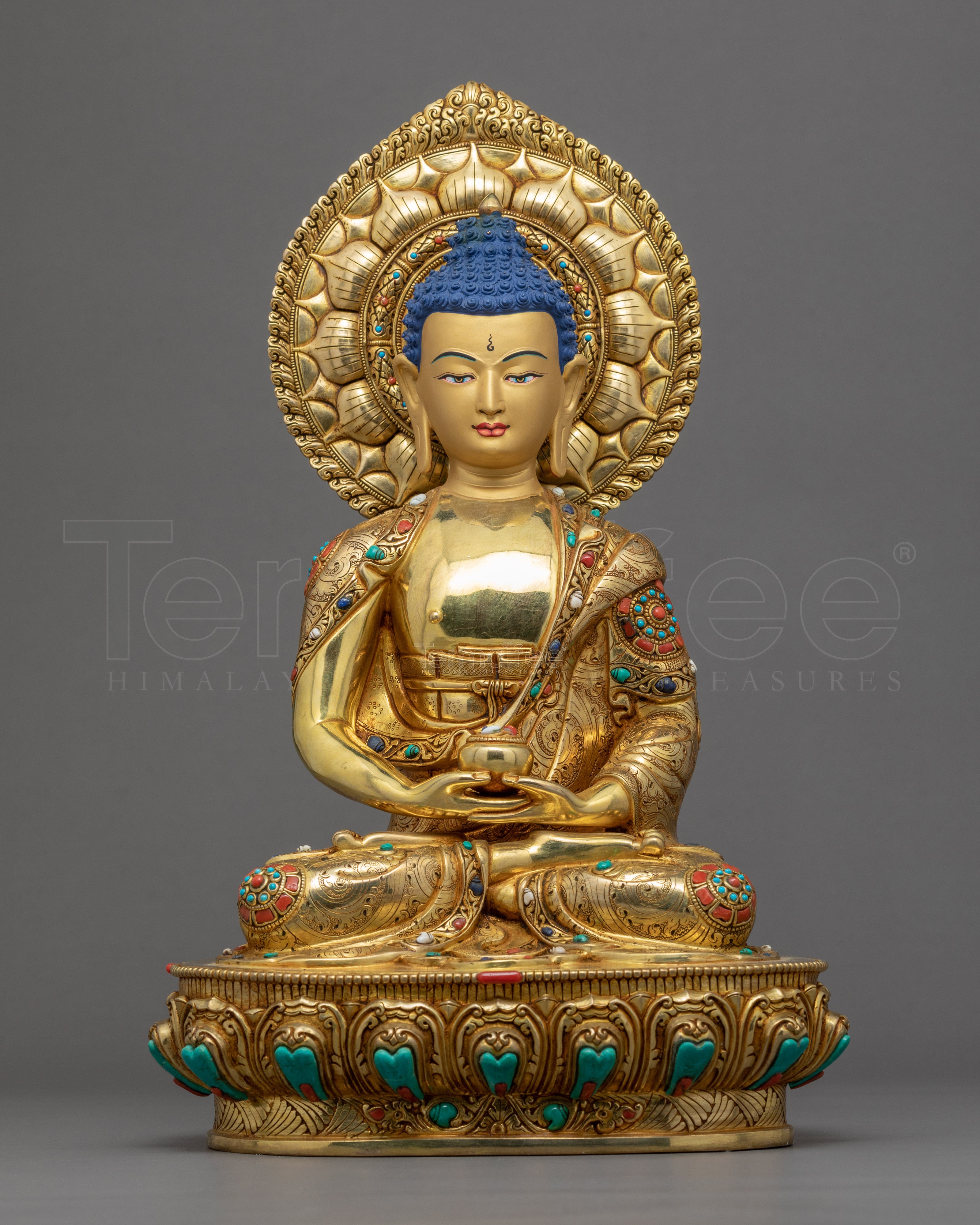 Amitabha Buddha Gold Statue | 24K Gold Hand Crafted Buddha Sculpture