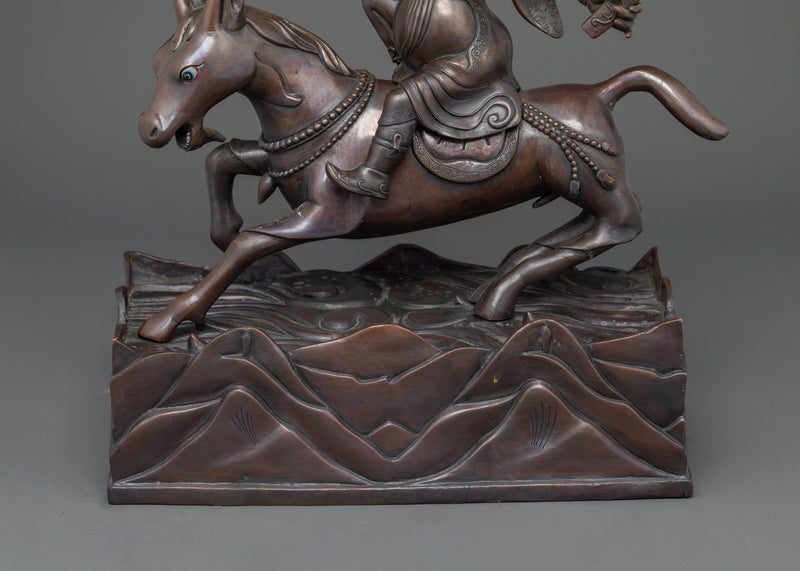Damchen Garwa Nagpo Statue | Handcrafted Oxidized Copper Deity