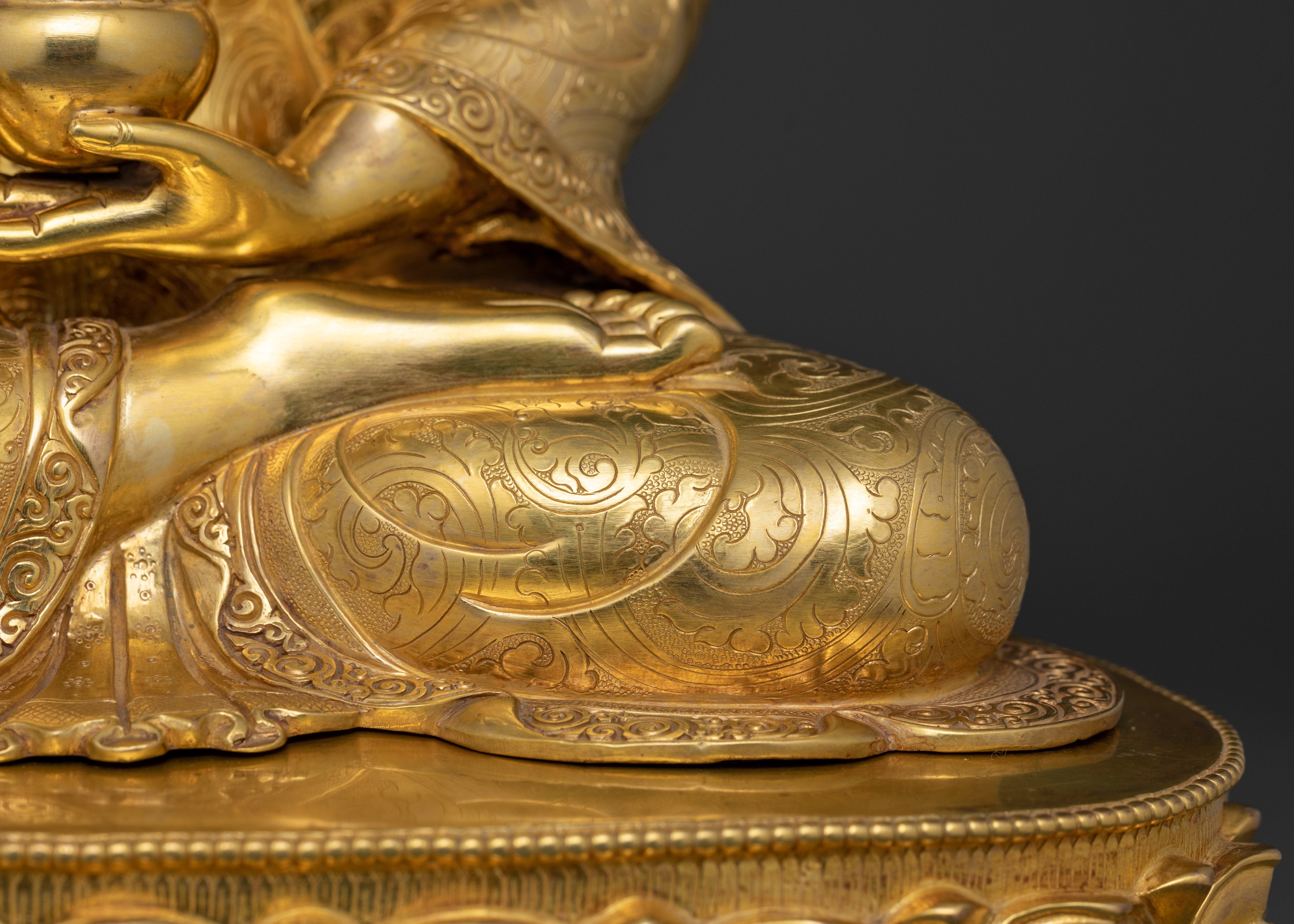 Shakyamuni Dharma Buddha Statue | 24K Gold Gilded Tibetan Copper Art