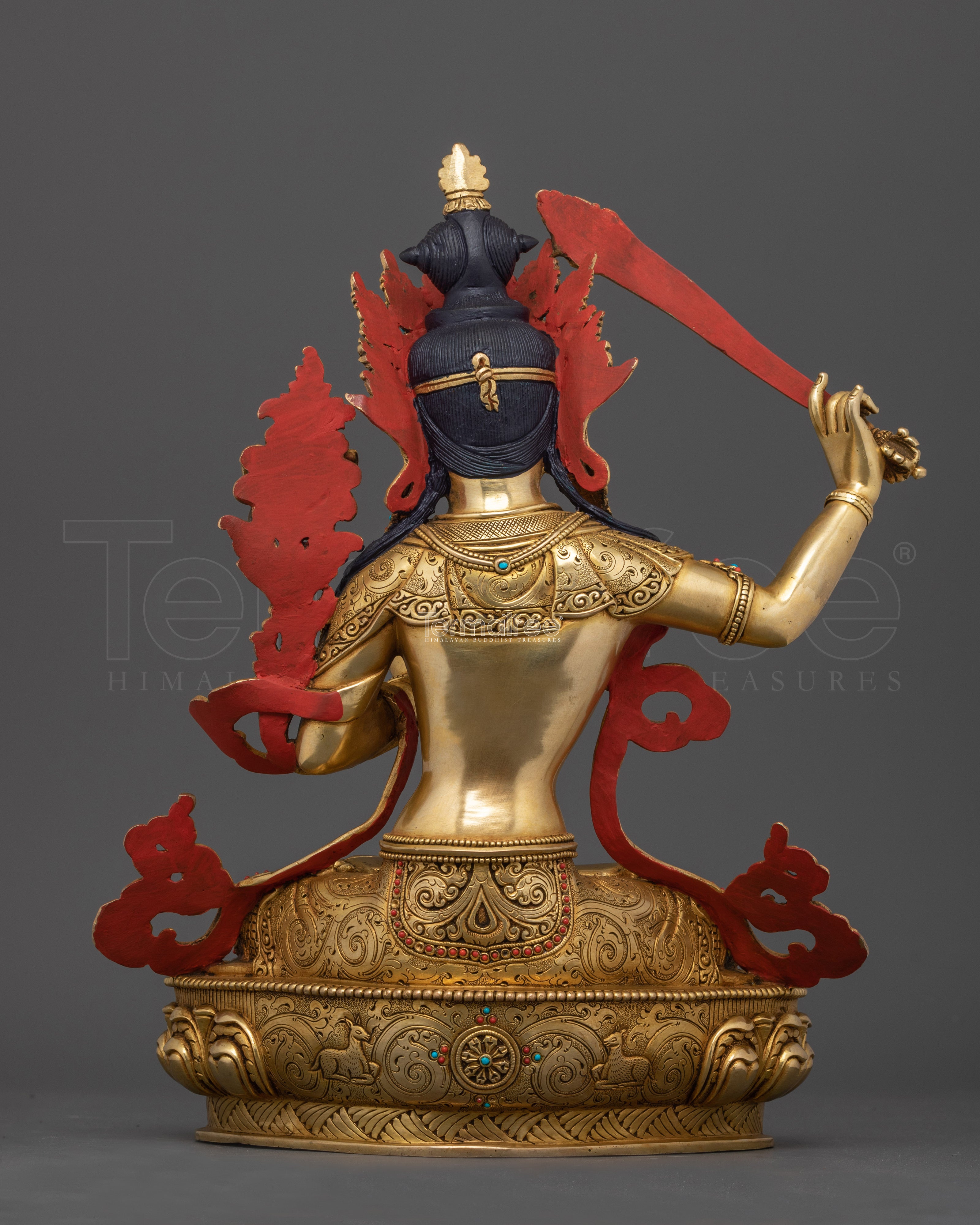 Statue of Manjushri Bodhisattva | 24K Gold Gilded Copper Art