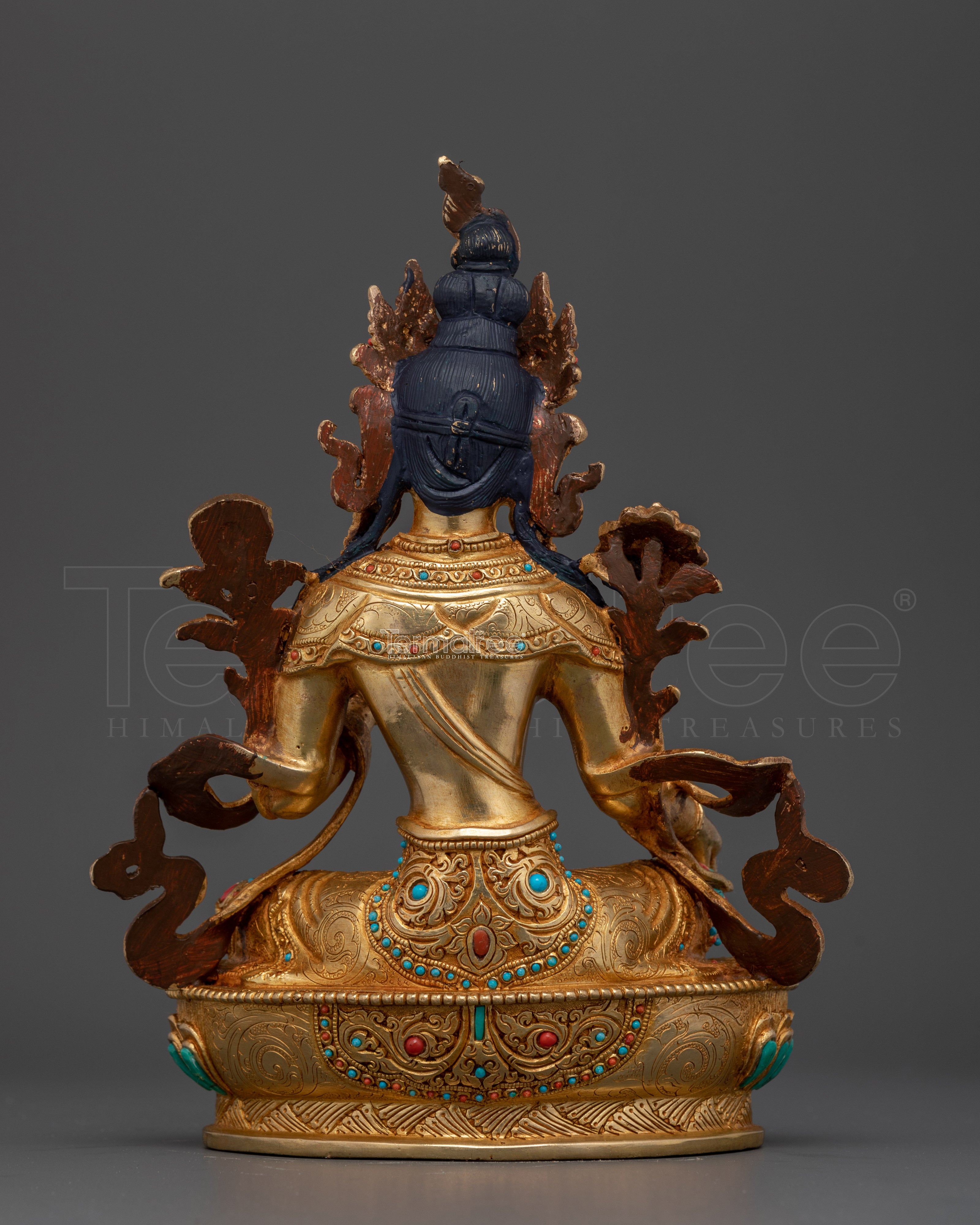 Buddha Compassionate Green Tara | 24K Gold Gilded with Hand Carved Gemstones