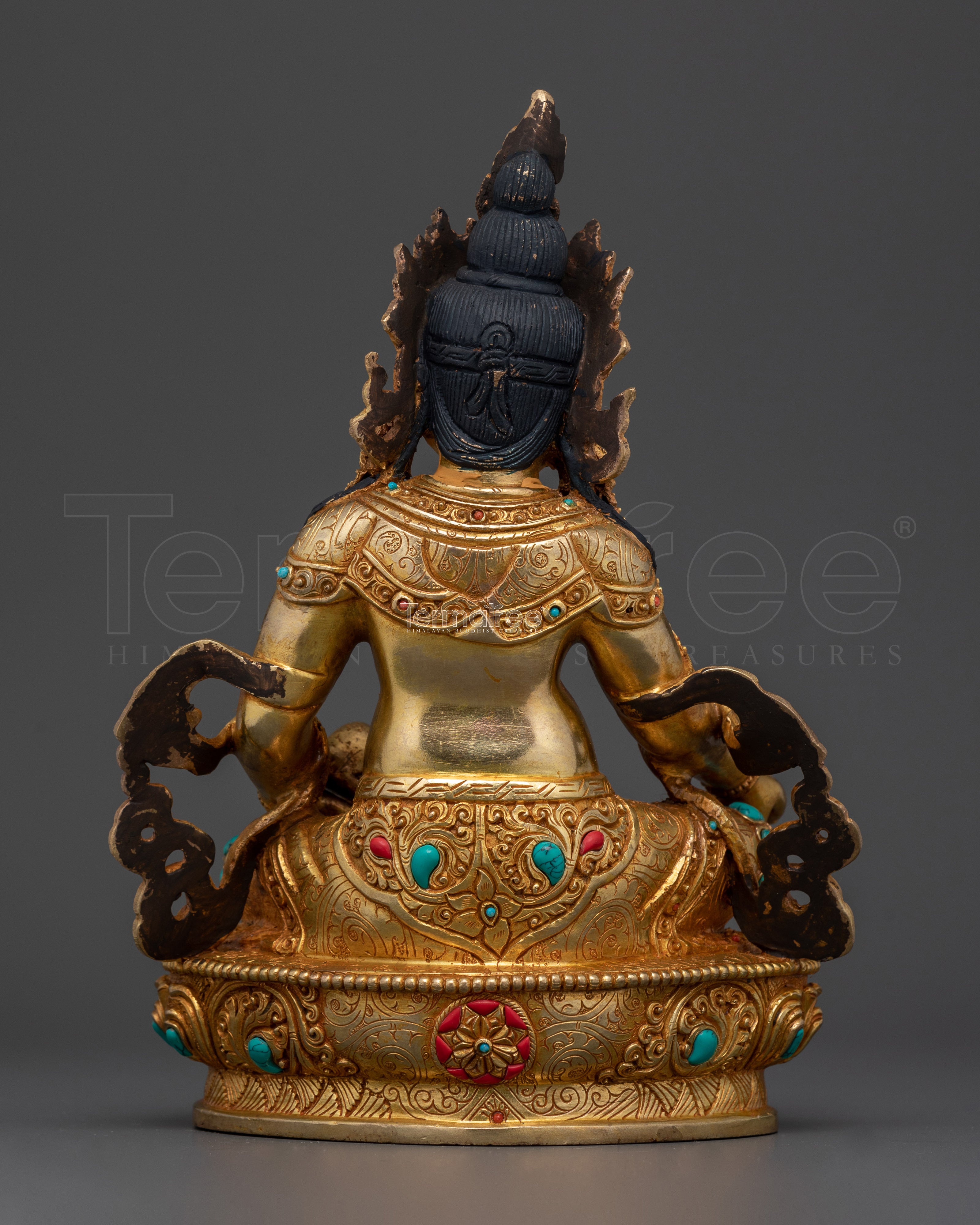 8.9-Inch Dzambhala Wealth Buddha Sculpture | 24K Gold Gilded Statue