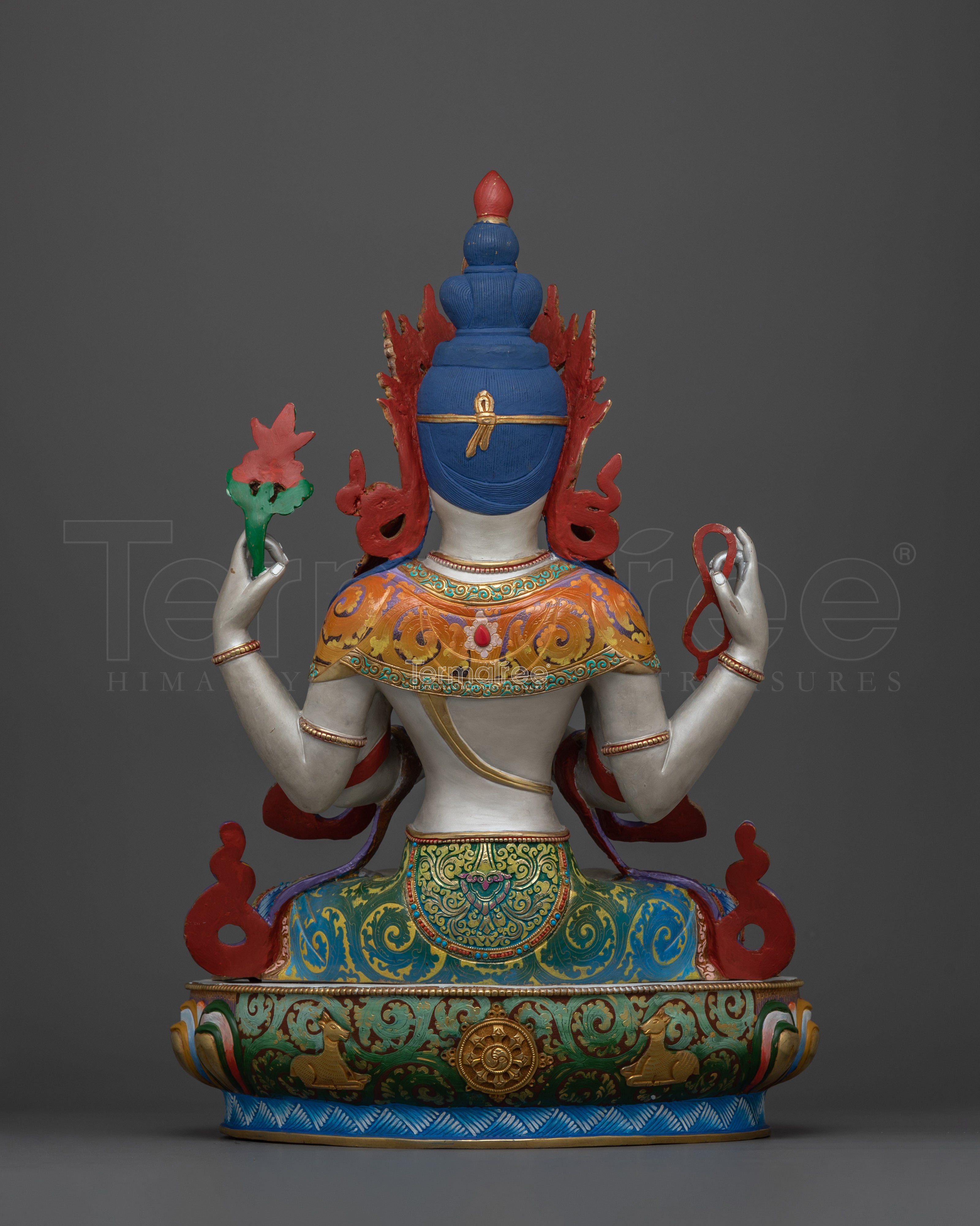 18.5-Inch Kind Chenrezig Buddha Statue | 24K Gold Gilded Copper Body