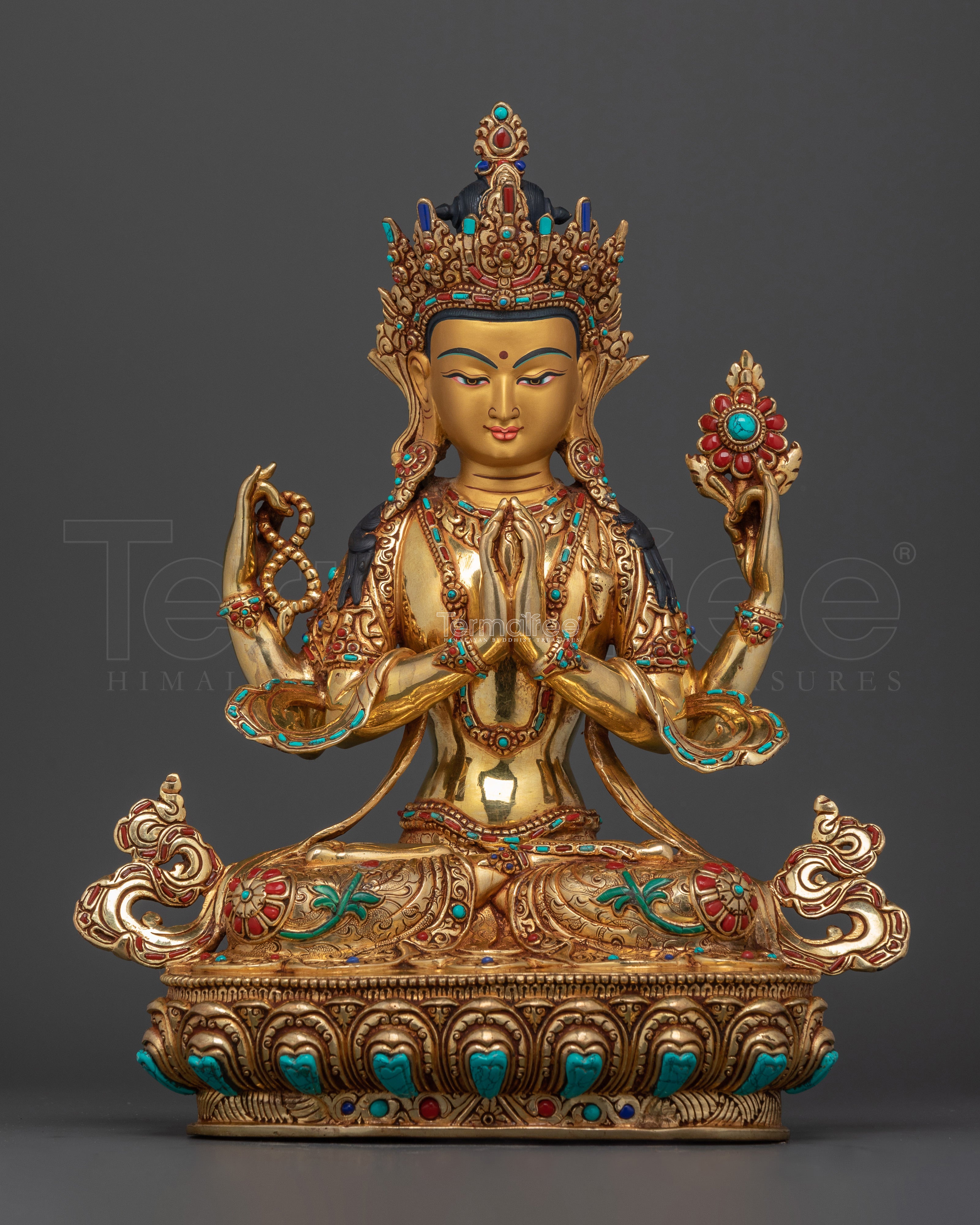 Sacred Mantra of Chenrezig Practice Statue | Spiritual Home Decor for Inner Peace