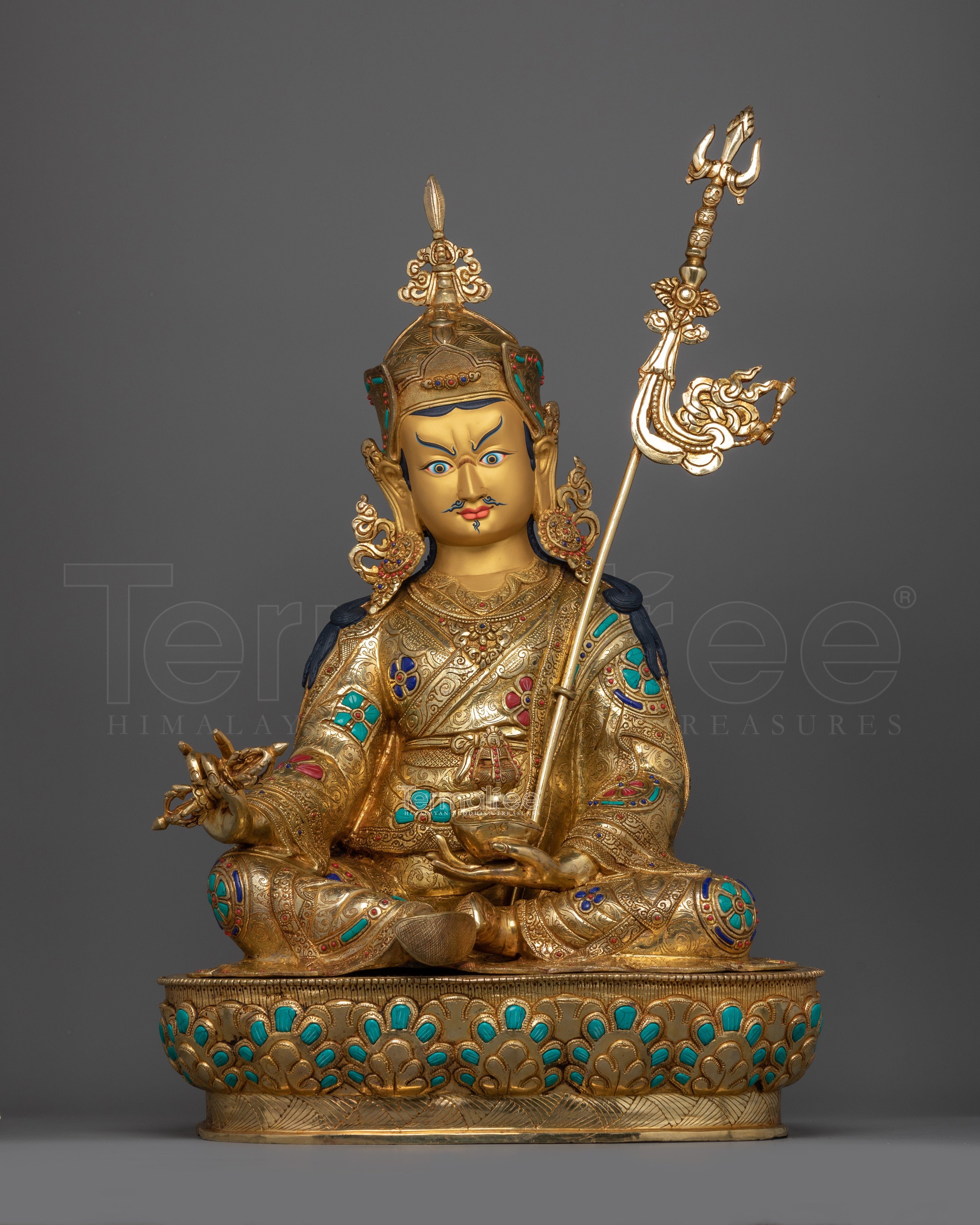 Guru Rinpoche Seven Line Prayer Statue | Tibetan Buddhist Master Sculpture