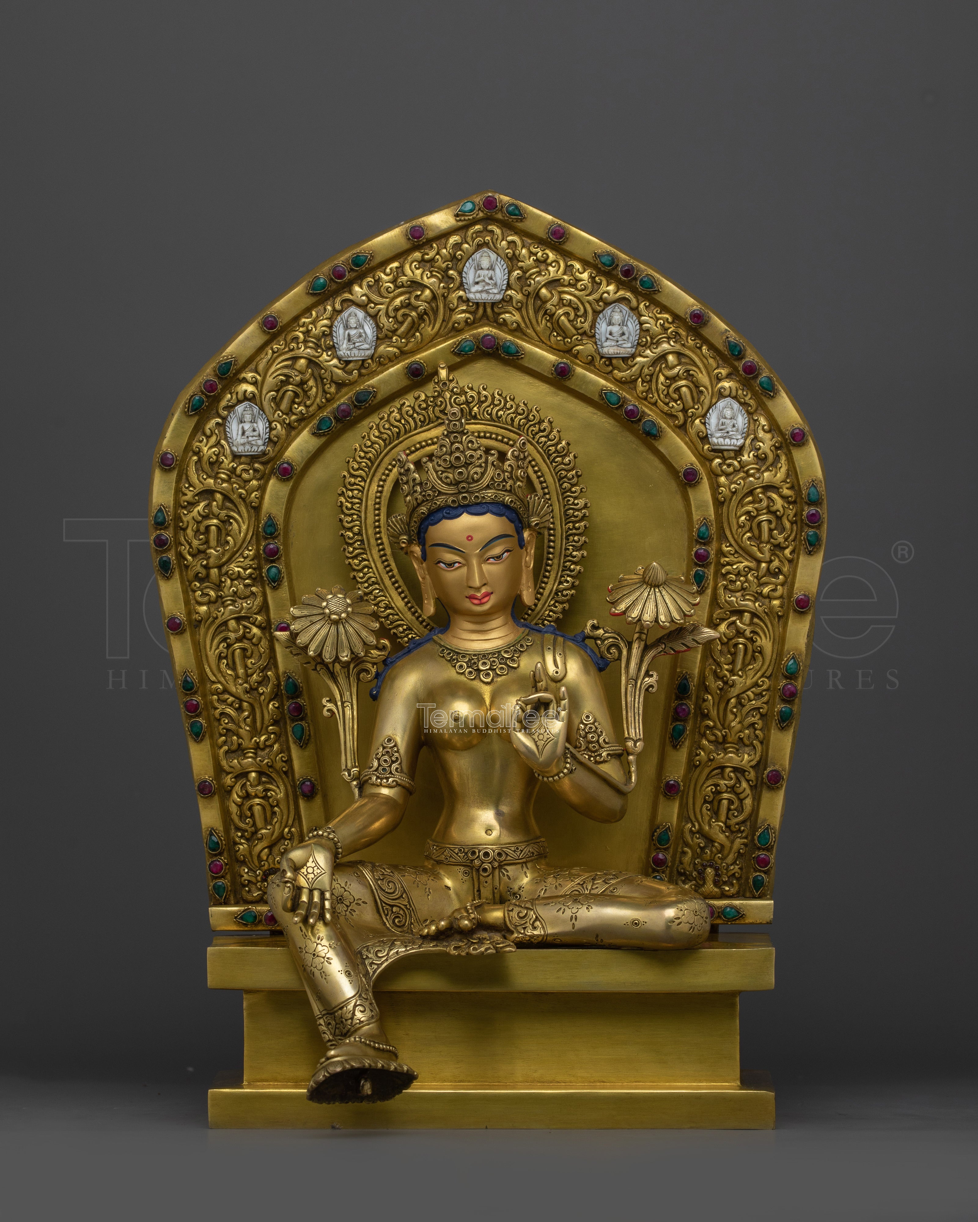 Green Tara Removal of Hindrances Statue | 14.4” Hand-Carved Statue