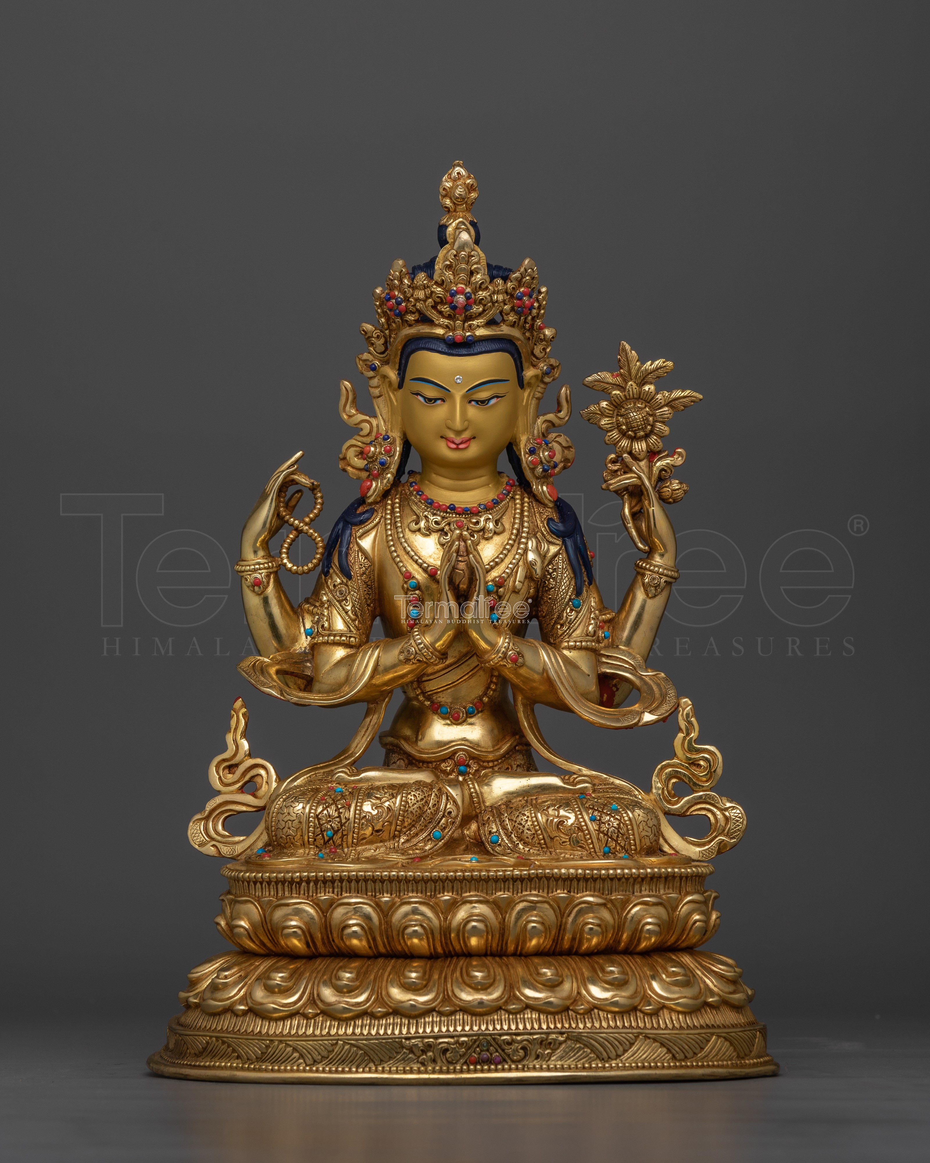 Chenrezig Bodhisattva of Tibet | Spiritual Copper Sculpture
