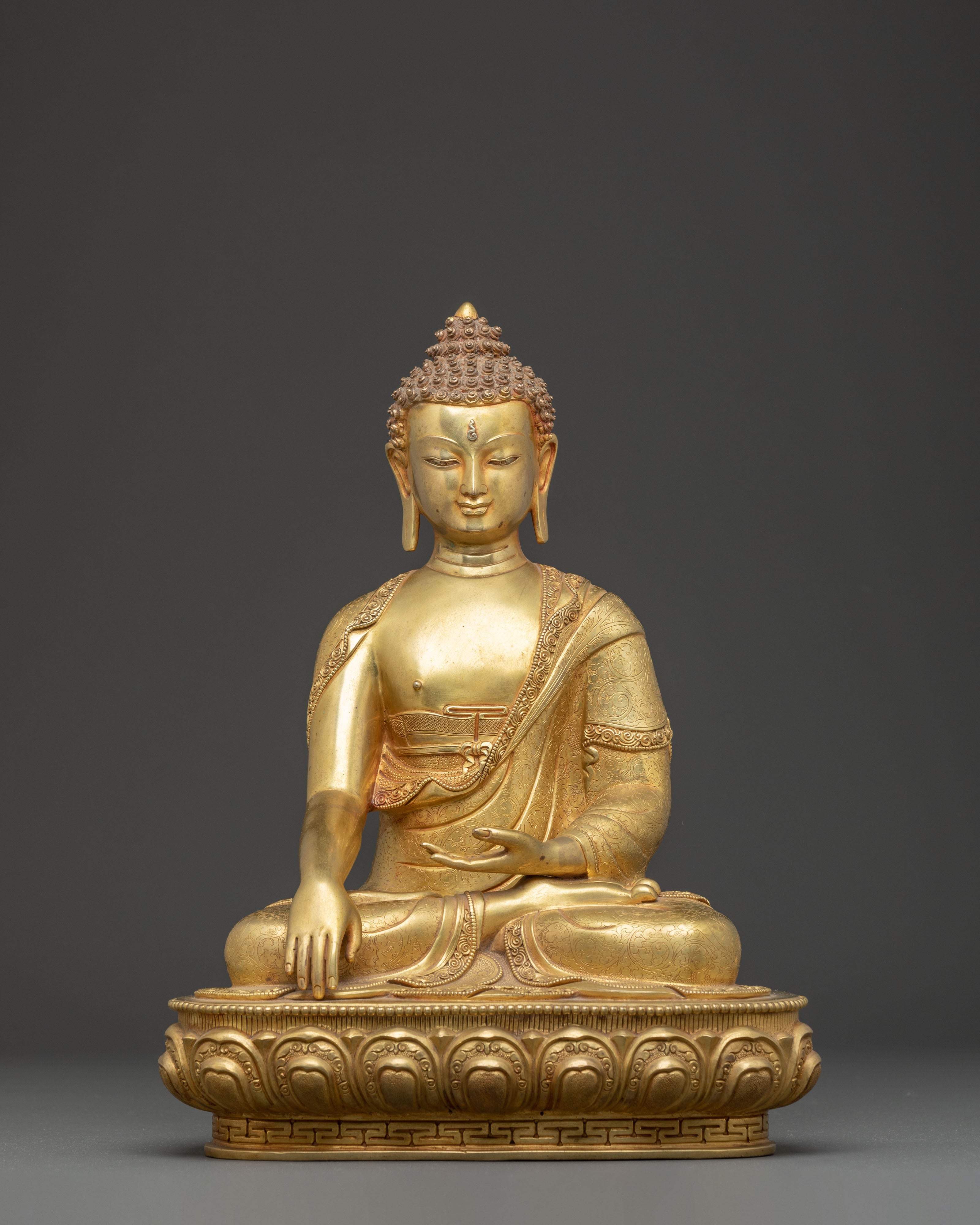 Handmade Tibetan Golden Shakyamuni Buddha Copper Art