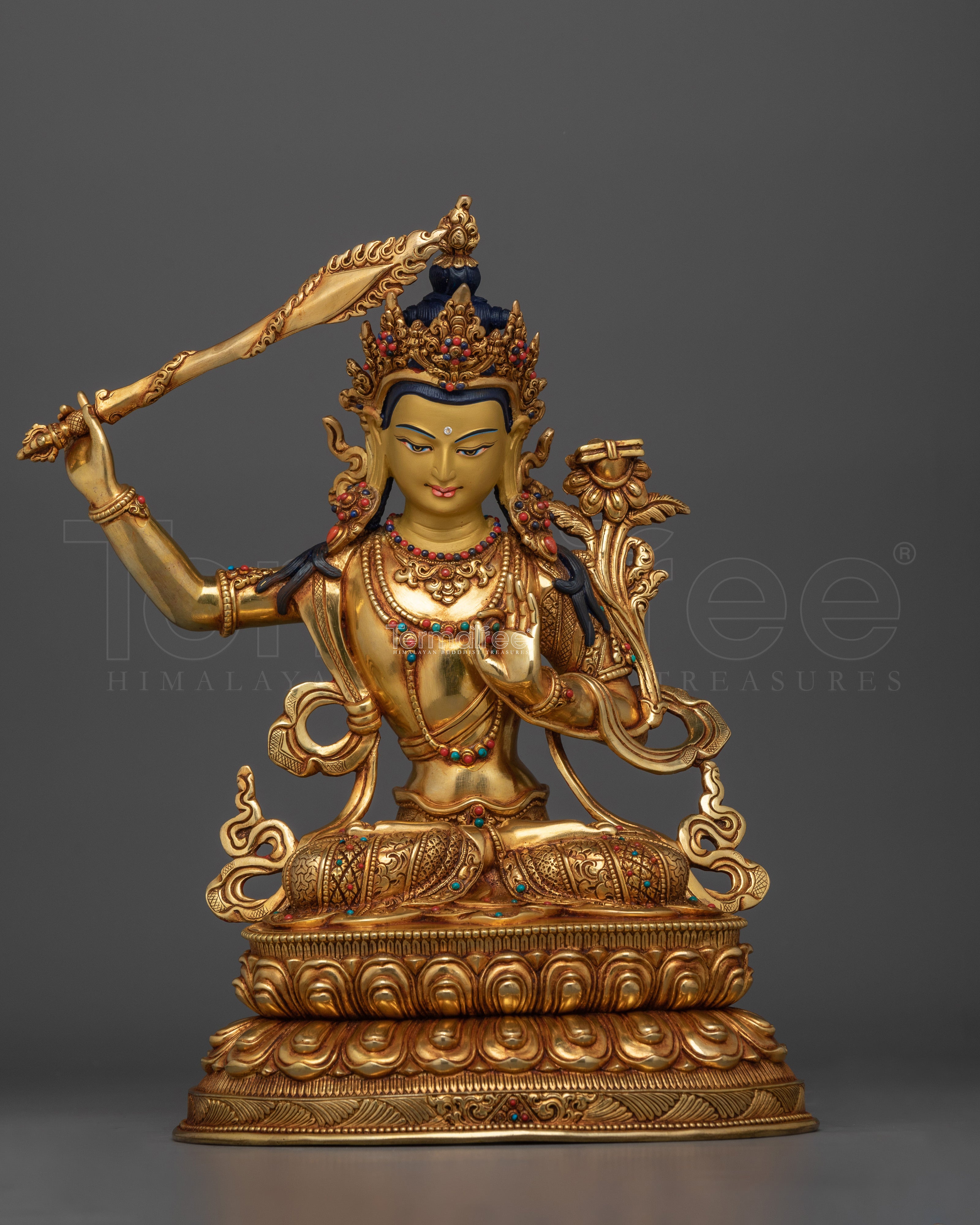 Manjushri Buddha of Knowledge | Handcrafted Tibetan Copper Statue
