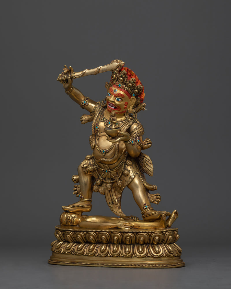Powerful Khadgapani Mahakala Statue | Handcrafted Protector Deity