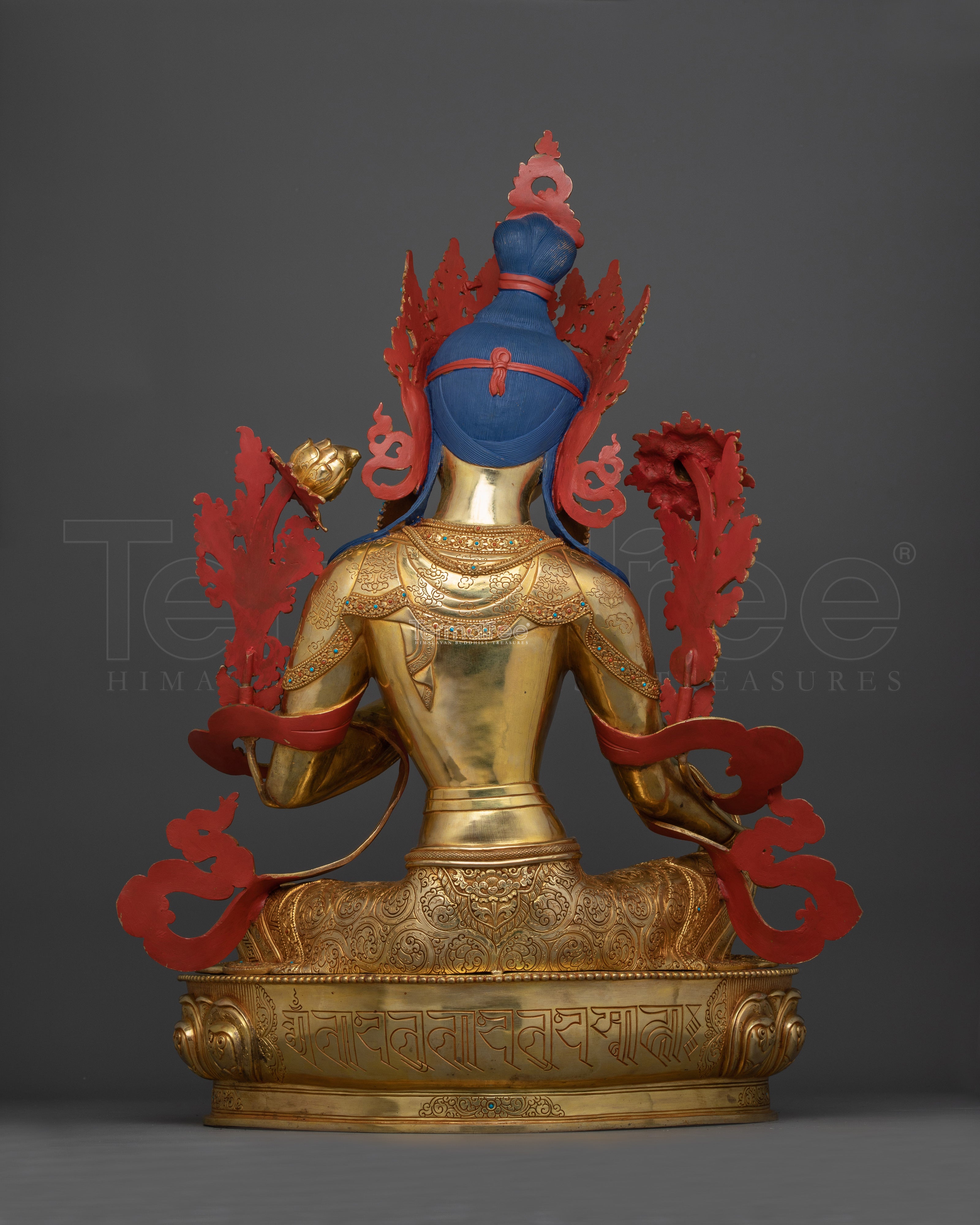 24K Gold Spiritual Healing Green Tara Statue | Tibetan Spiritual Artwork