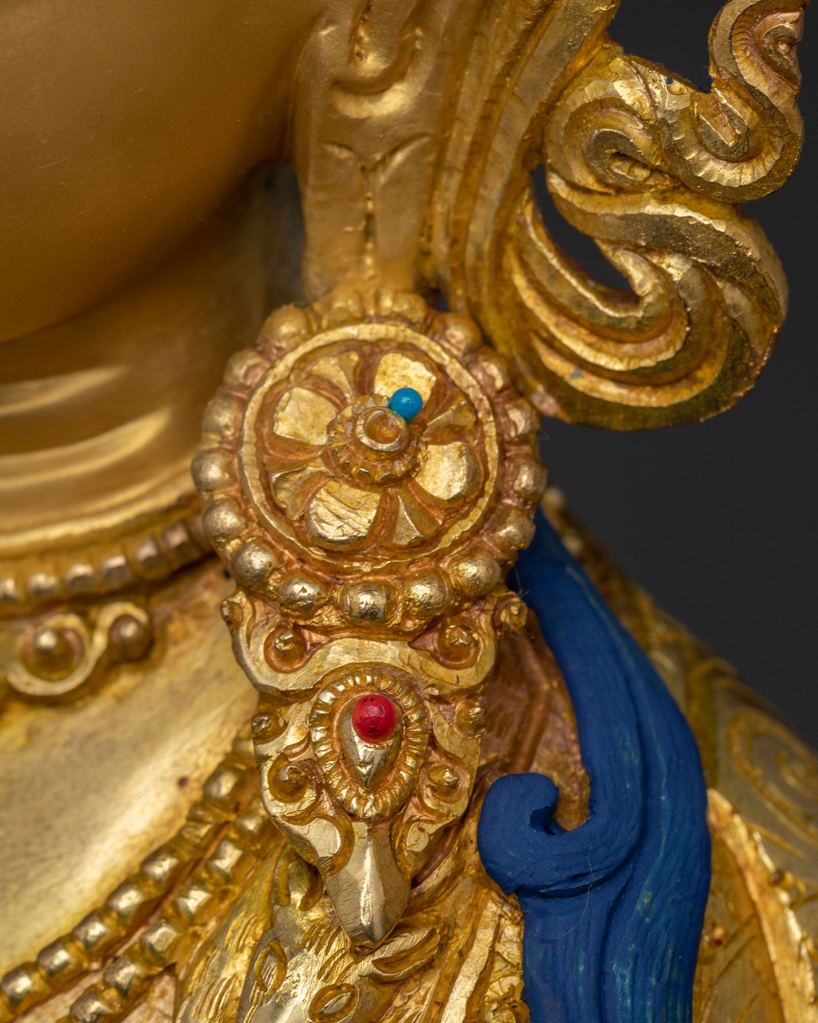 Handcrafted Golden Statue of Four Armed Chenrezig | Bodhisattva of Infinite Compassion