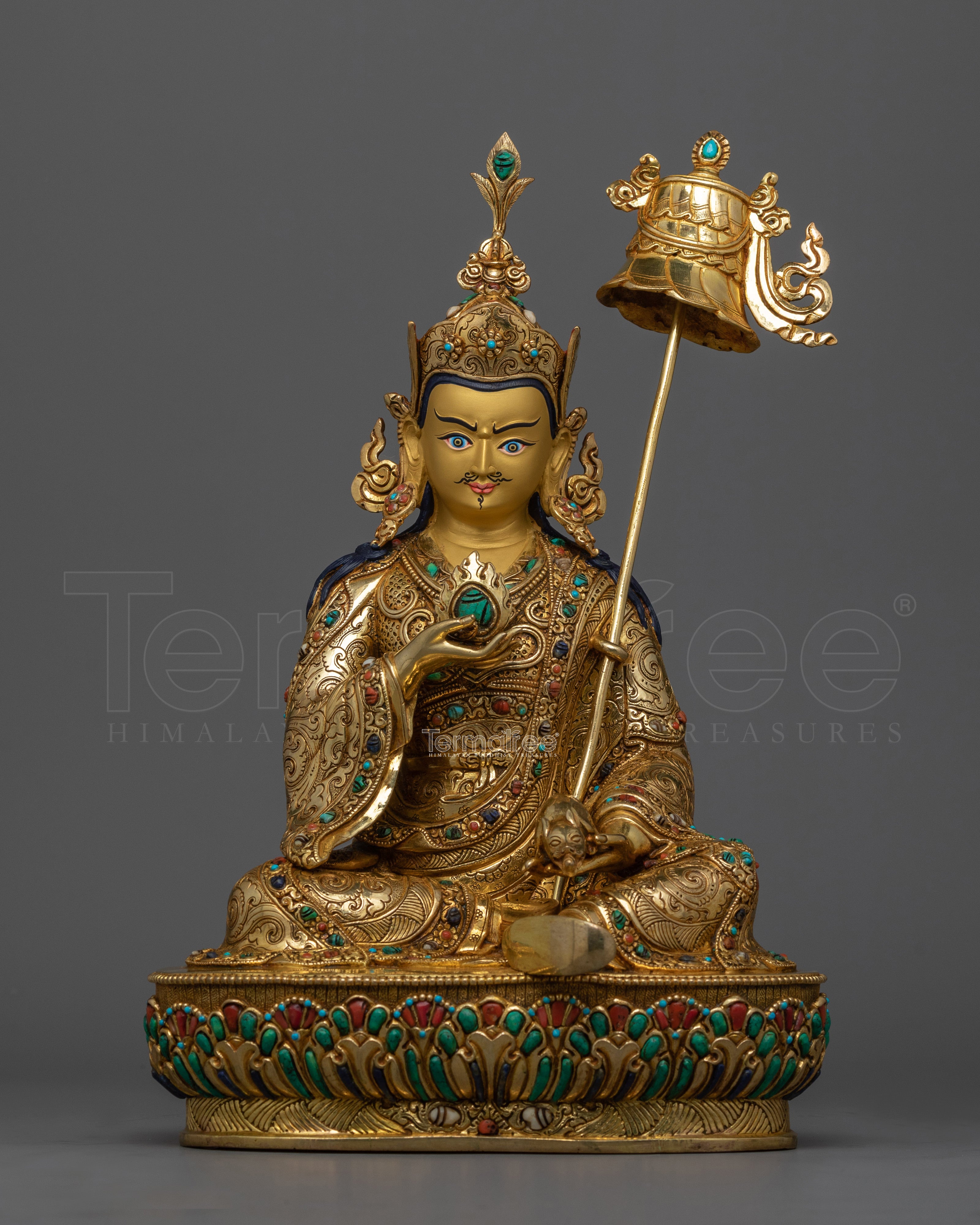 24K Gold Gilded Guru Norla Statue | Embodiment of Prosperity and Spiritual Wealth