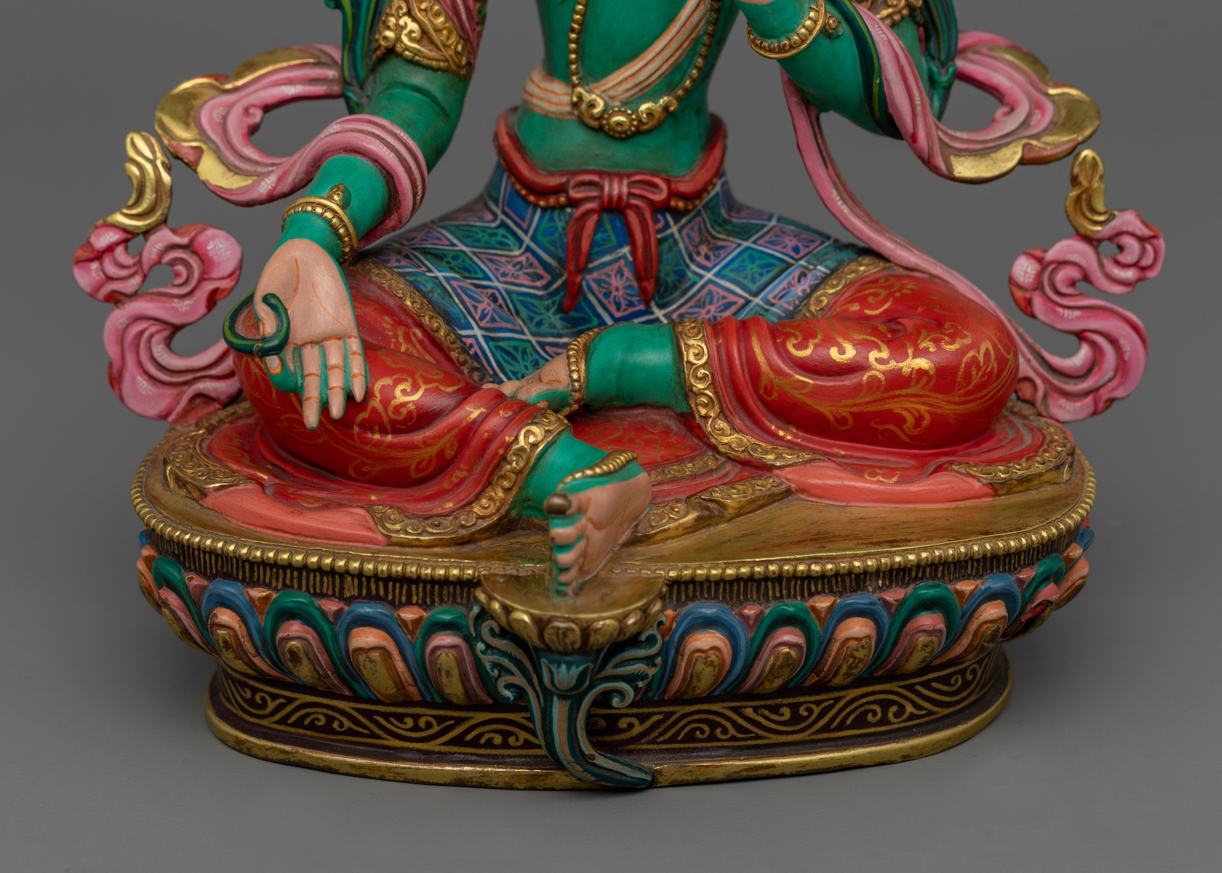 Compassionate Green Tara Yoga Decor | Tibetan Art and Craftsmanship