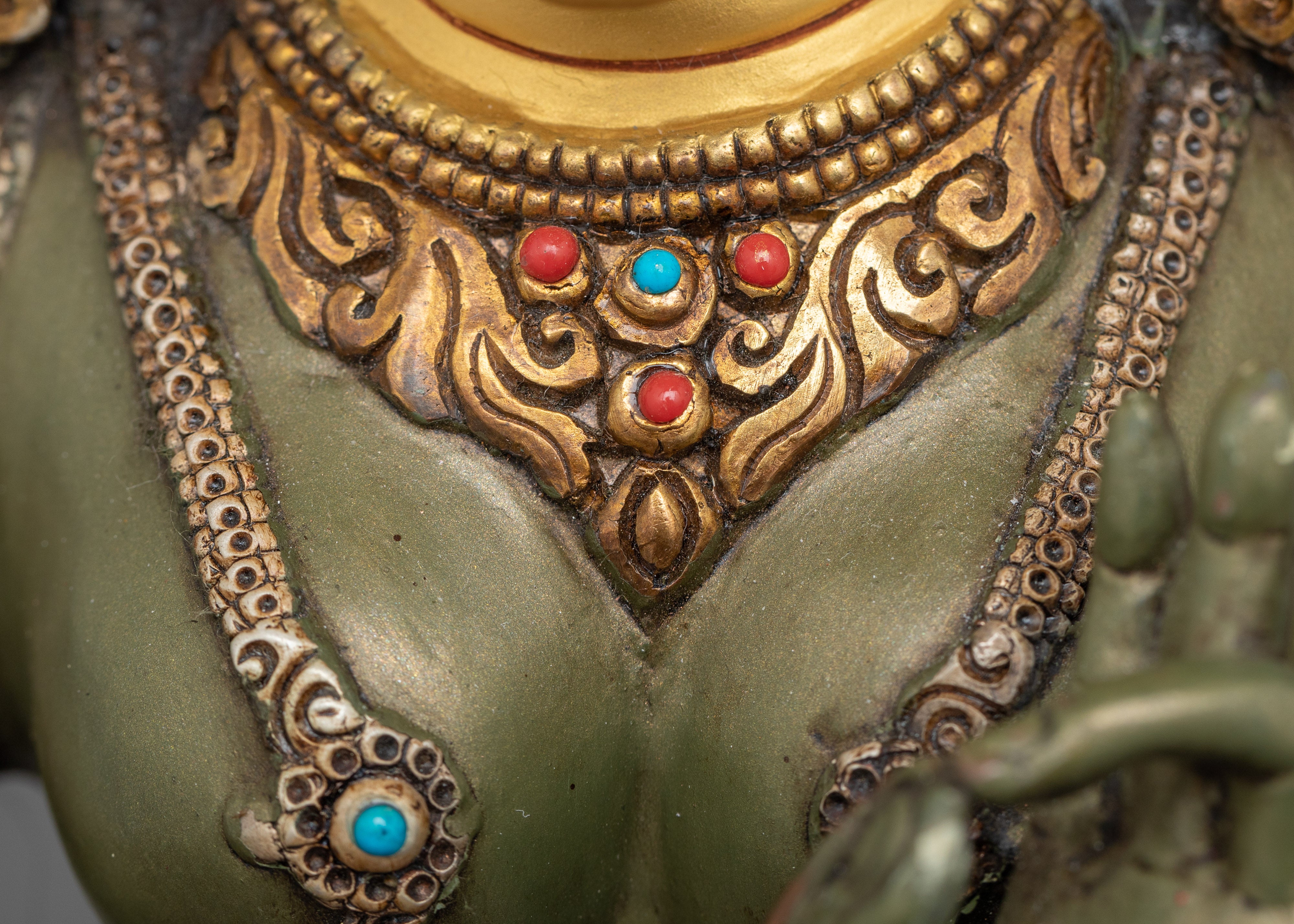 Oxidized Green Tara for Shrine | Female Buddha in Buddhism