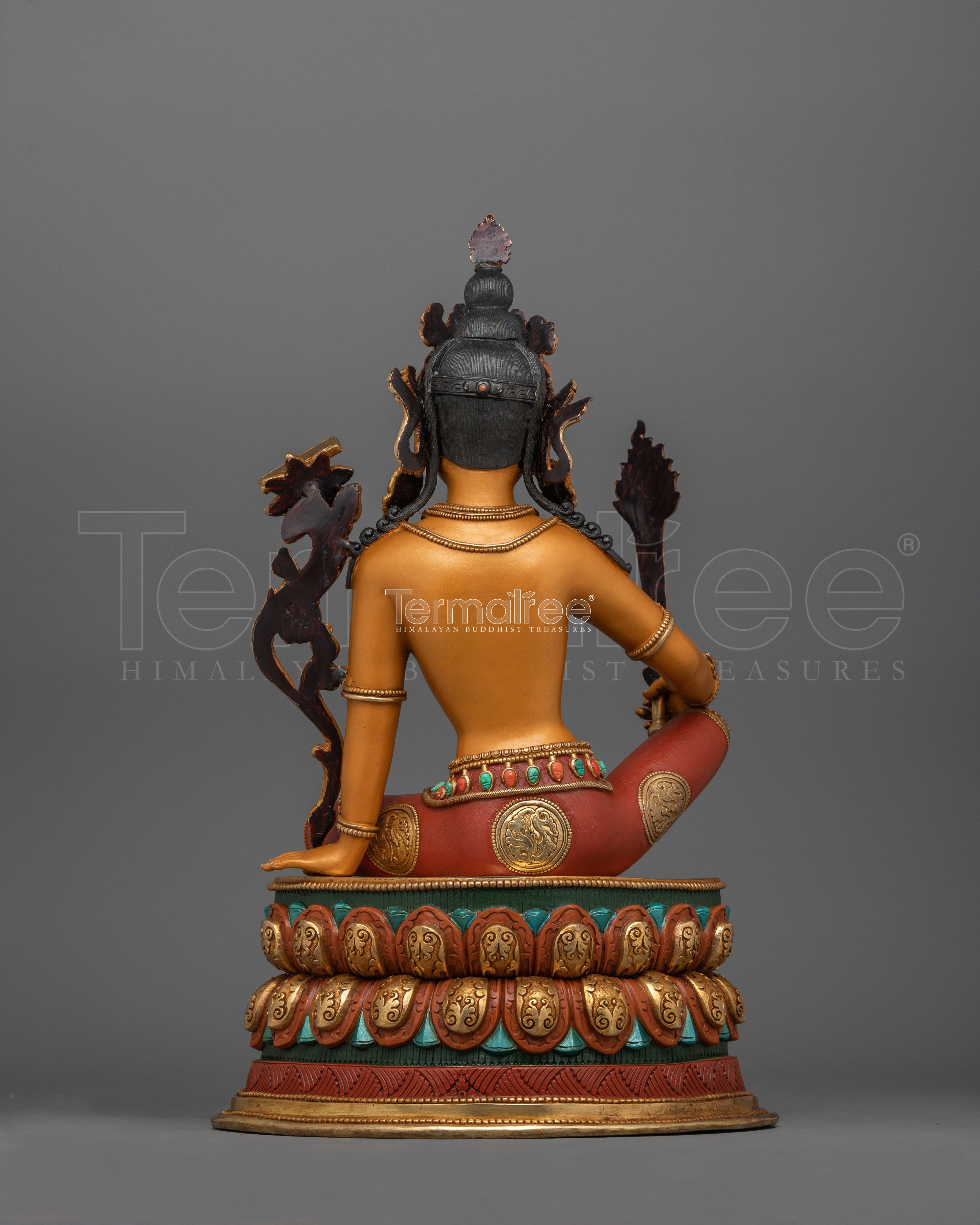 Tibetan Manjushri Deity of Knowledge Statue | 24K Gold Gilded  Sculpture