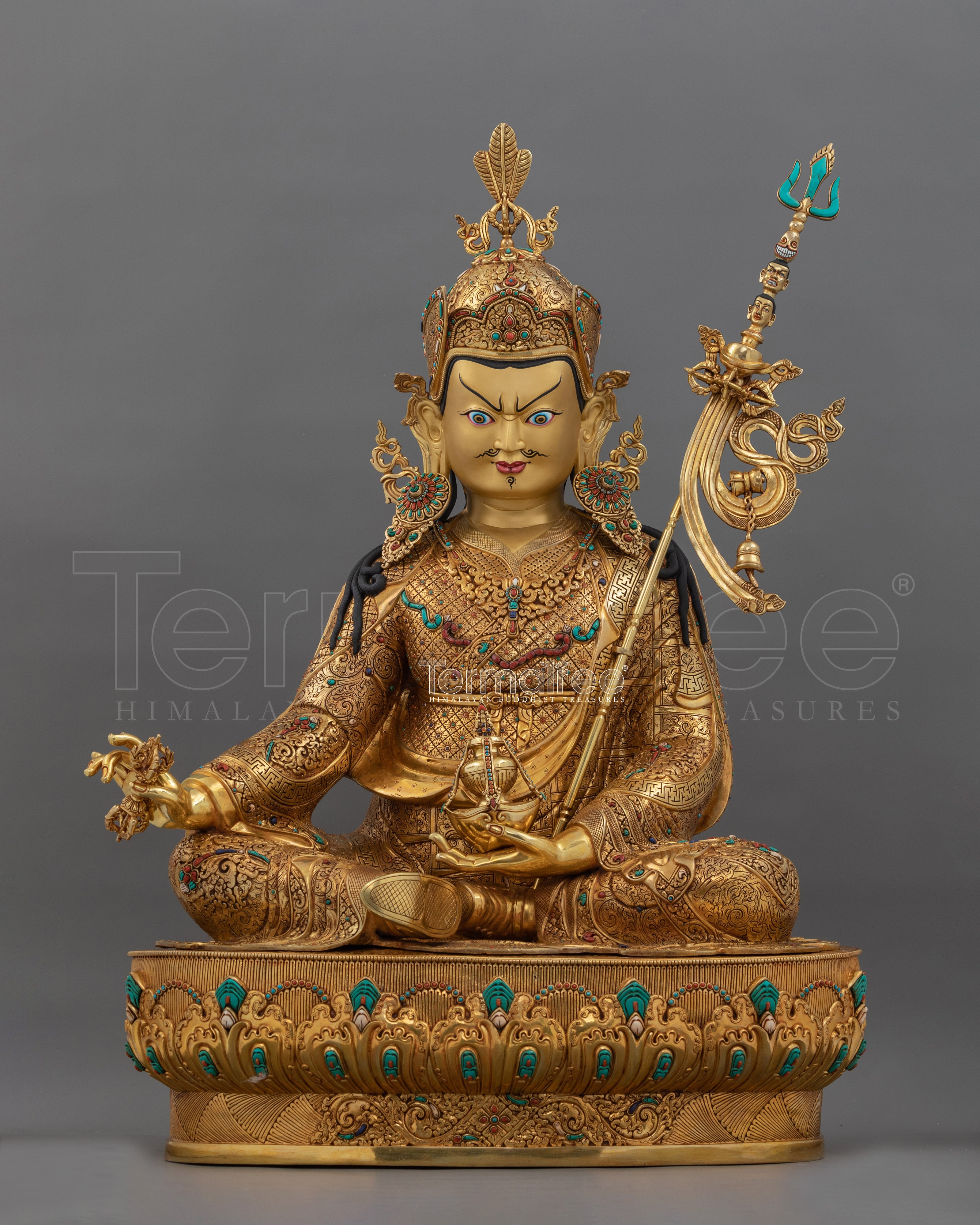 Lotus Born Traditional Tibetan Guru Rinpoche Statue | Religious Buddhist Art