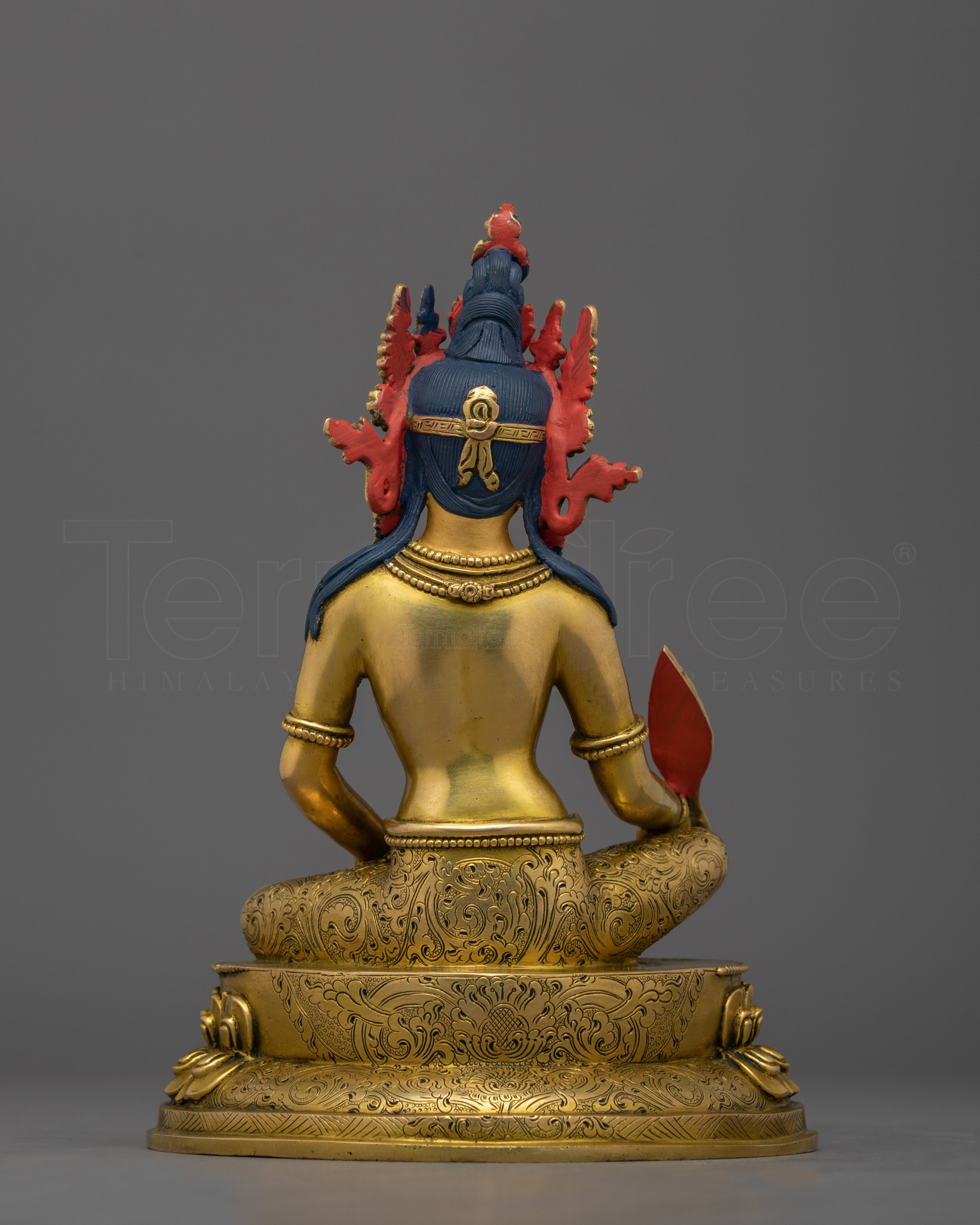 7.5 Inches Ksitigarbha Statue in 24K Gold Gilded Copper