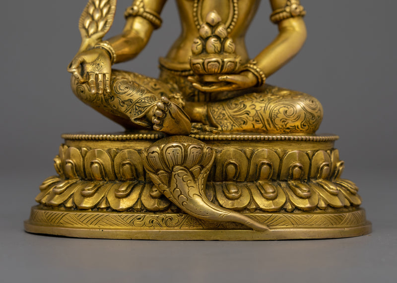 7.5 Inches Female Bodhisattva Statue in 24K Gold Gilded Copper