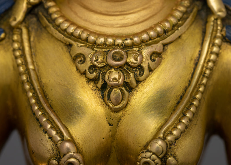 7.5 Inches Female Bodhisattva Statue in 24K Gold Gilded Copper