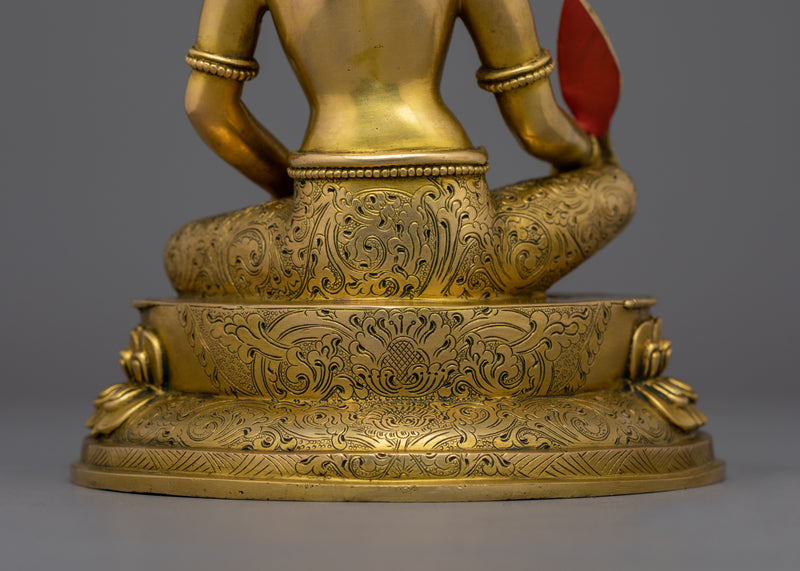 7.5 Inches Female Bodhisattva Statue in 24K Gold Gilded Copper