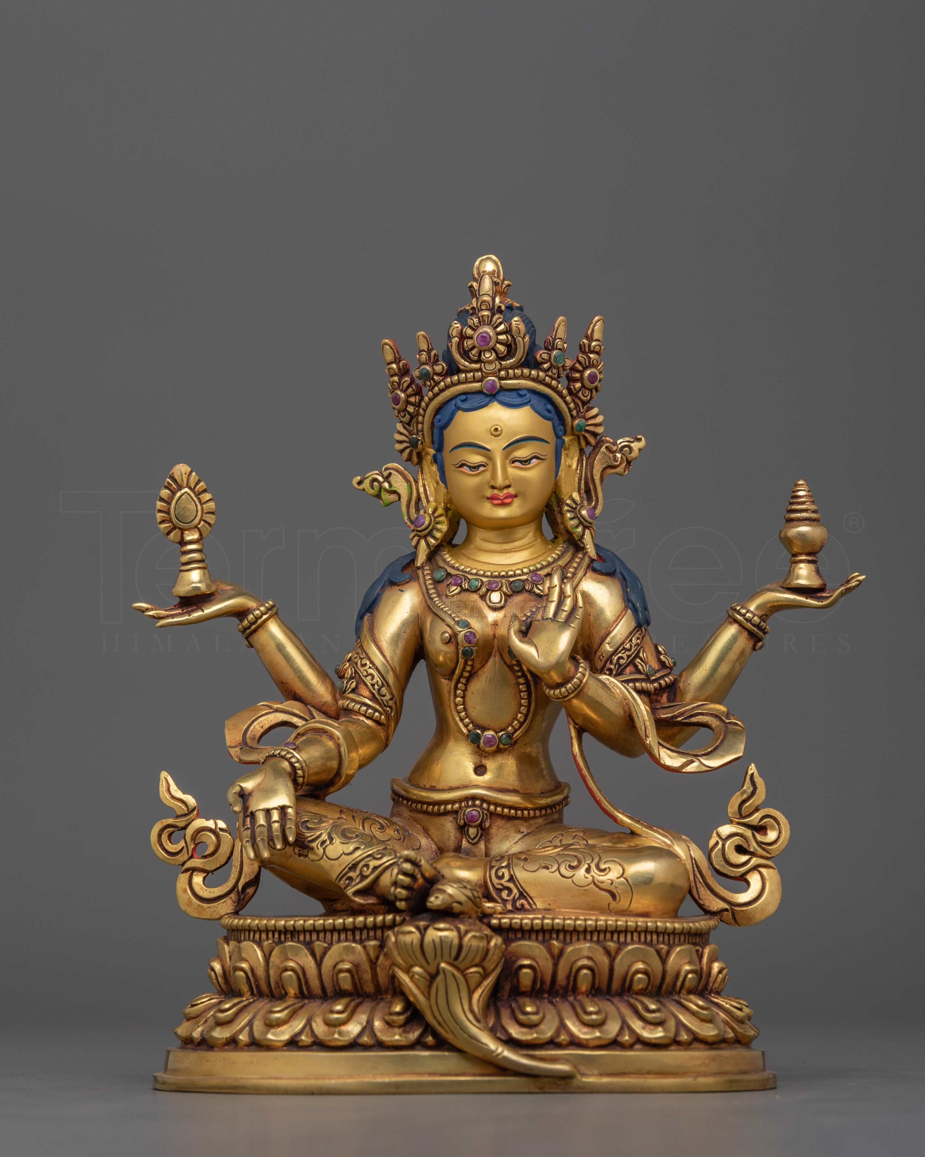 Handcrafted 24K Gold-Gilded Lakshmi Statue
