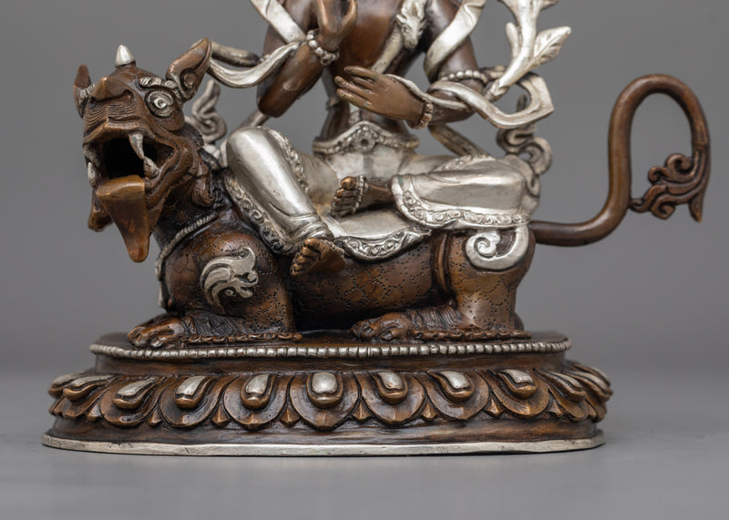 Simhanada Chenrezig Avalokiteshwara Statue | Silver-Plated Bodhisattva of Compassion